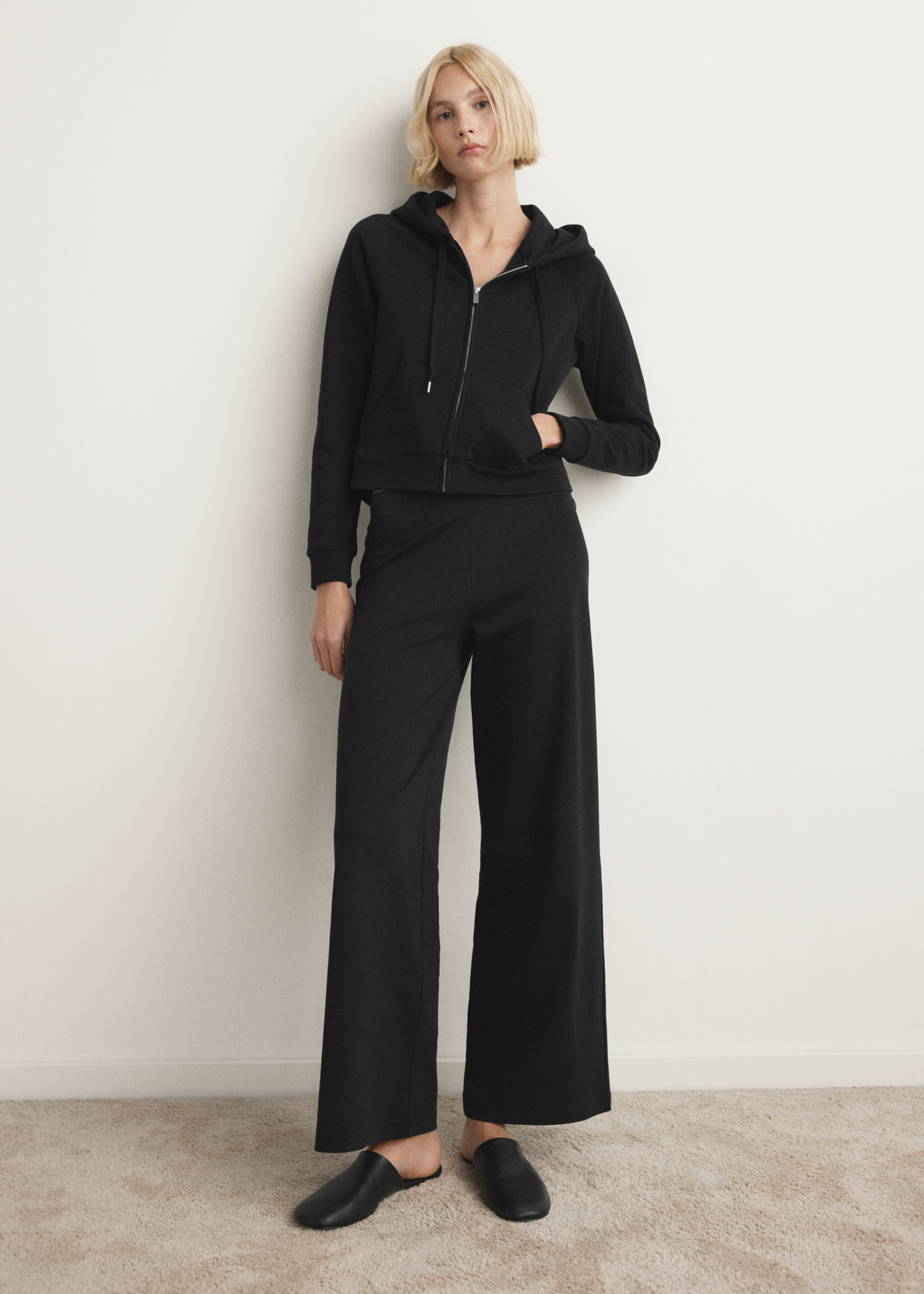 Pyjama-Sweatshirt aus Baumwolle mit Kapuze - Allgemeine Ansicht, Schwarz. Ref: 27073326-00.