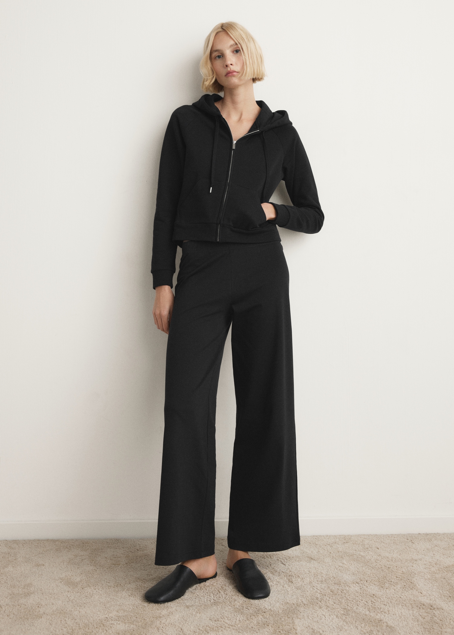 Cotton pyjama sweatshirt with hood detail - General plane