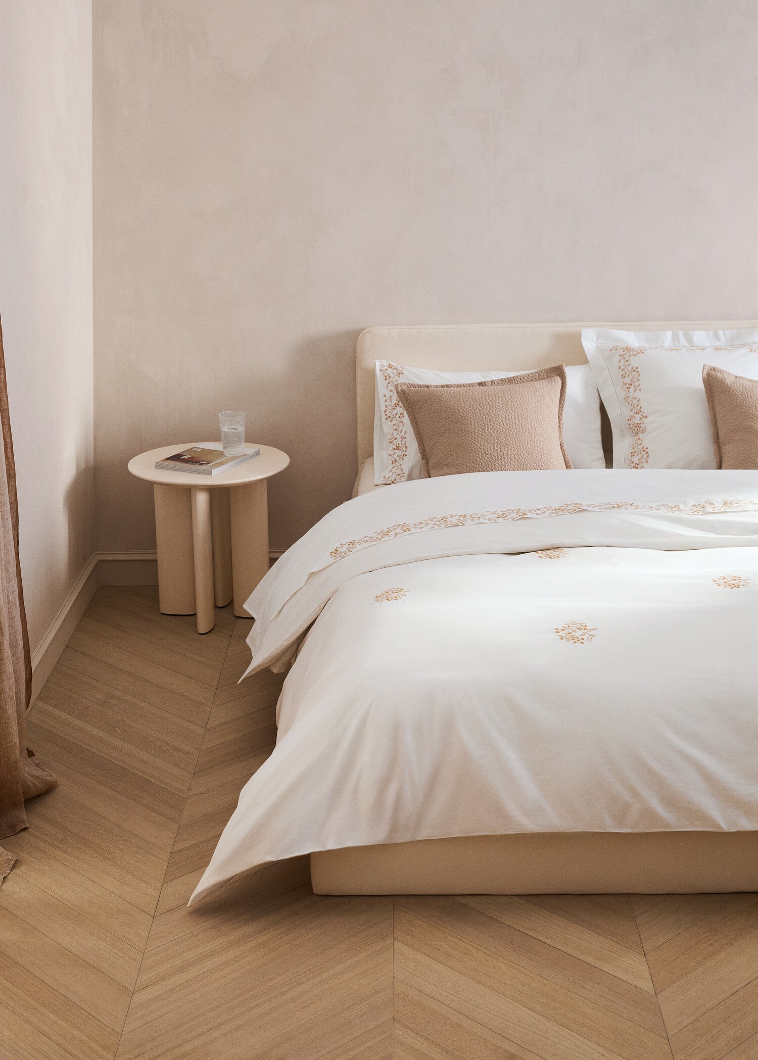 Housse de couette percale de coton broderie fleur lit 90 cm - Plan général