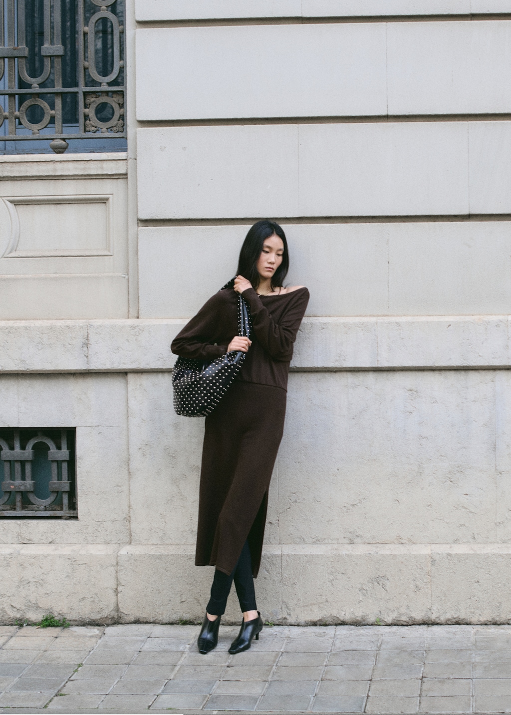 Fine-knit flared dress