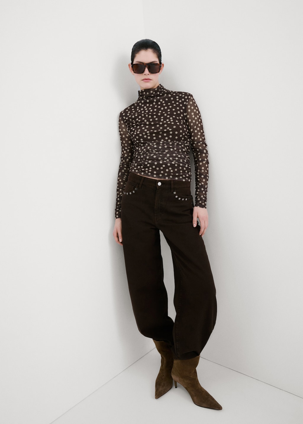 Ruched polka dot tee - image 2