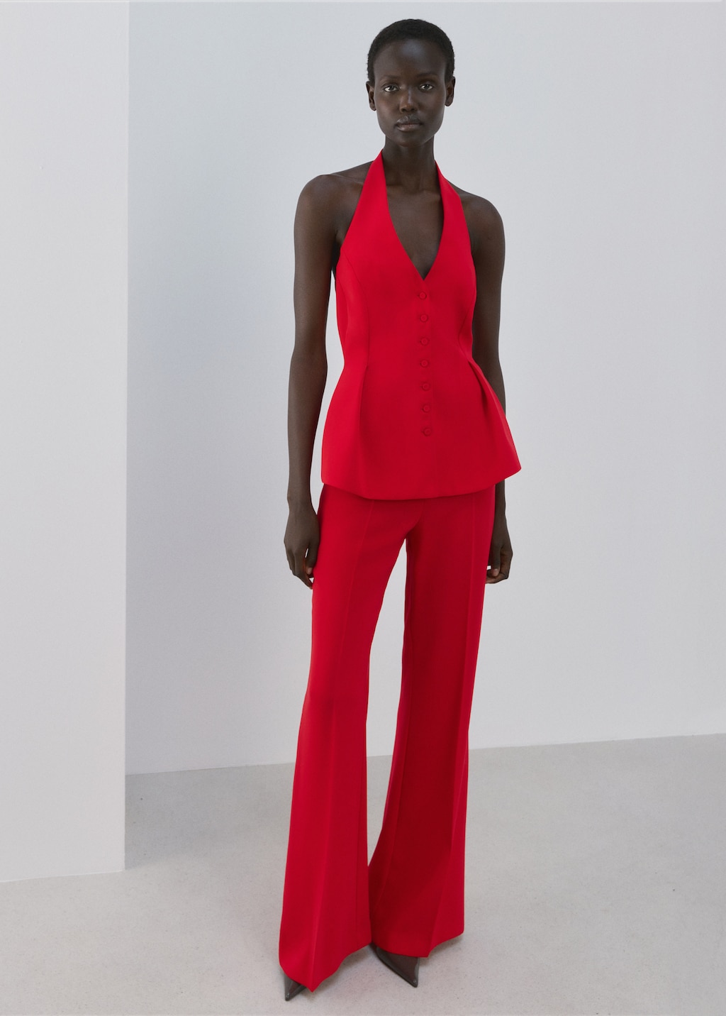Peplum top with halter neck