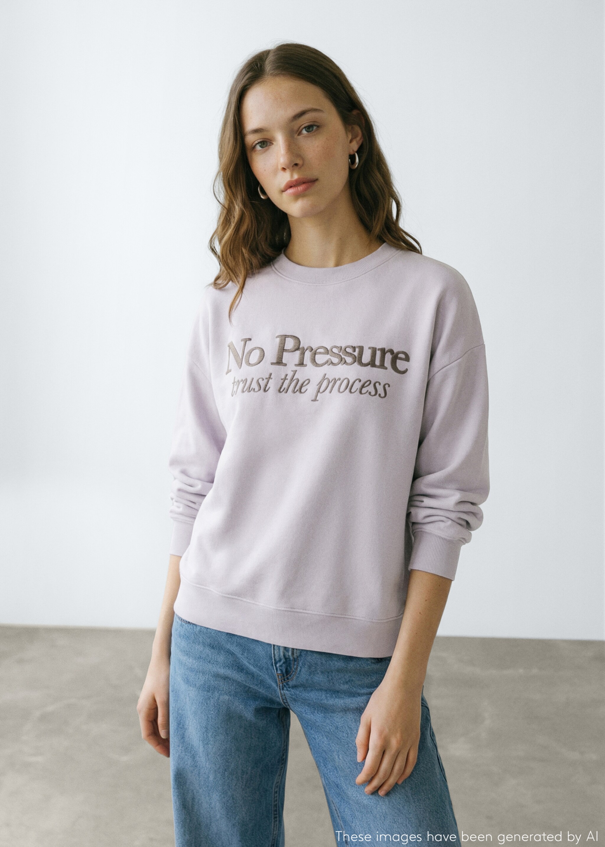 Cotton sweatshirt with text - General plane, Light/Pastel Purple. Ref: 27074776-00.