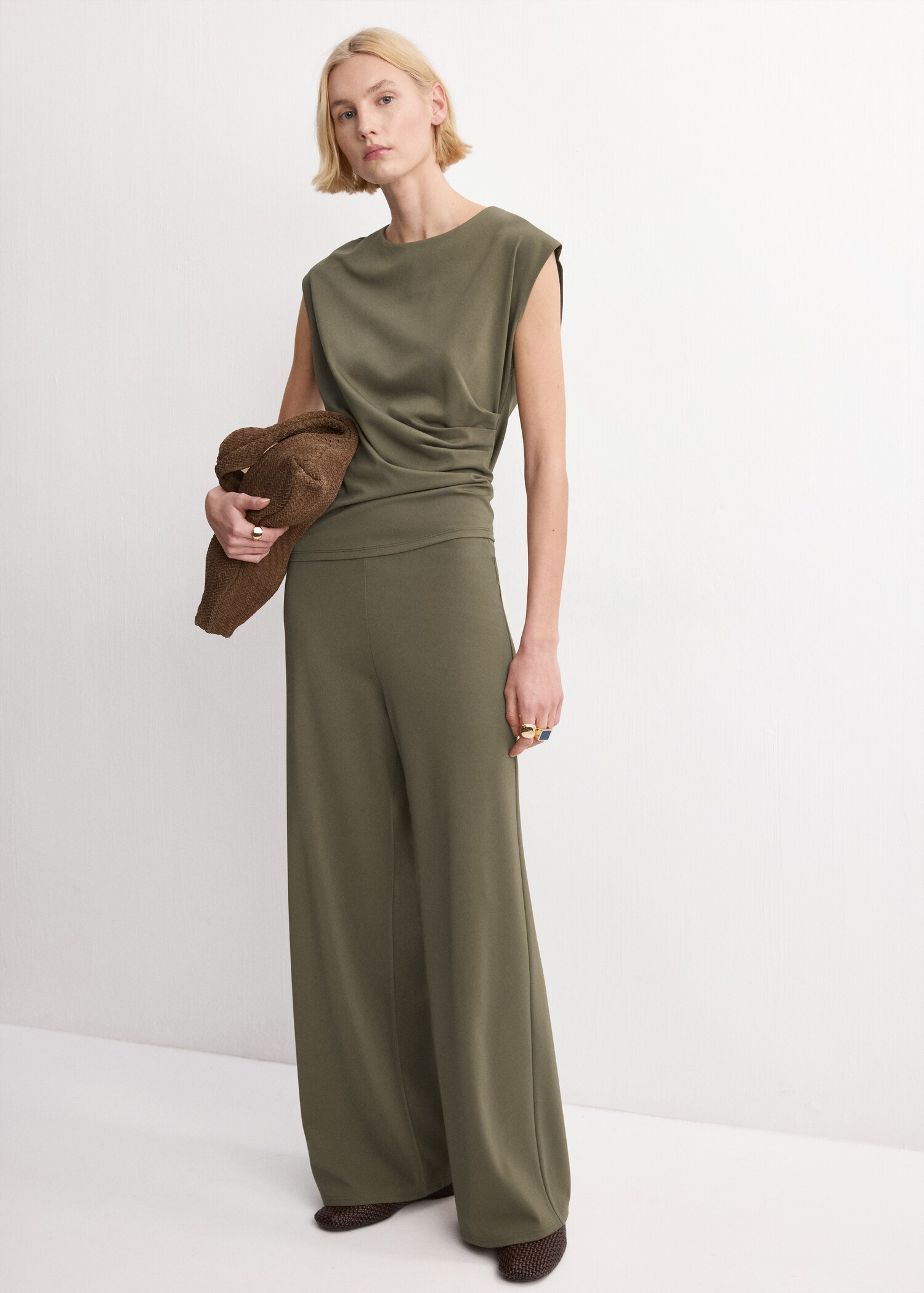 Pantalons rectes cintura elàstica - Pla general