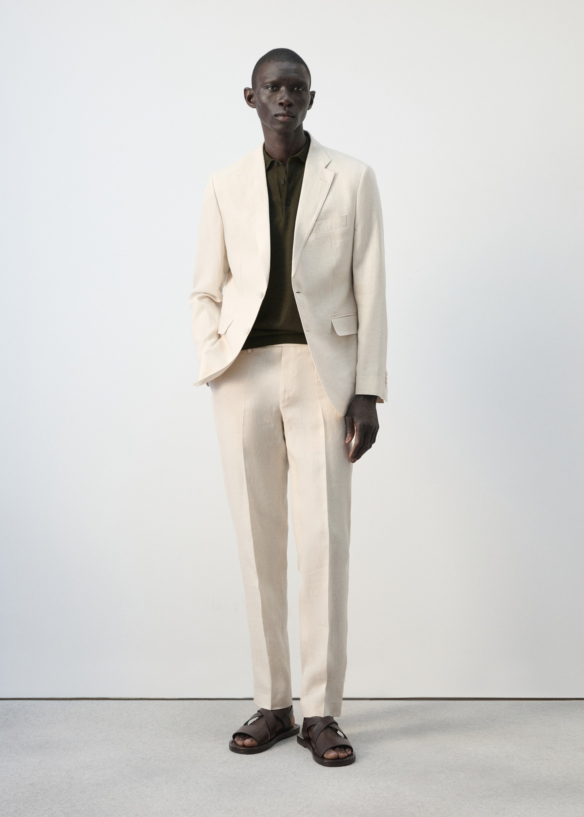 Amalfi 100% linen slim-fit suit blazer - General plane, Ecru. Ref: 27075929-00.