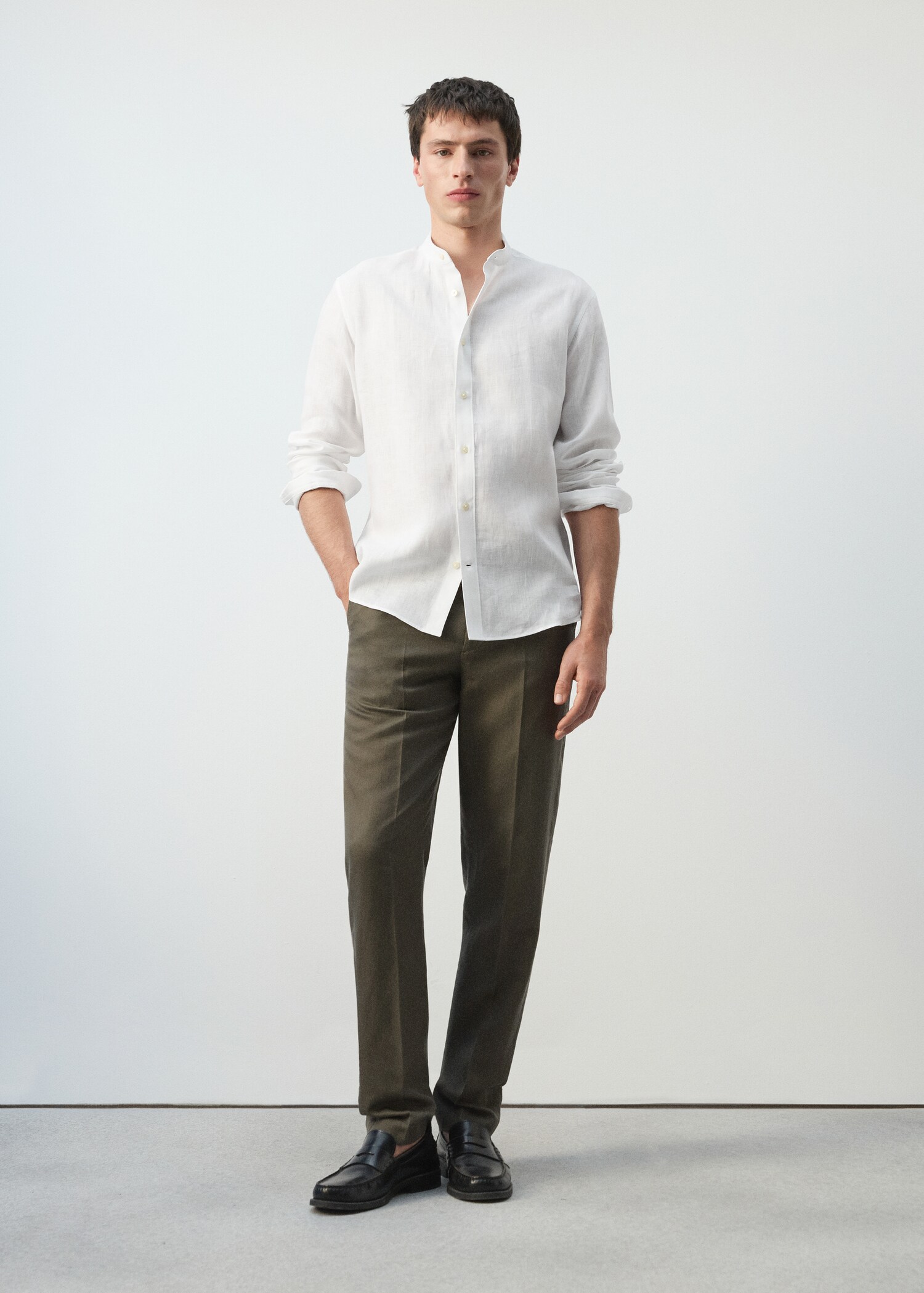 100% linen Mao collar shirt - General plane