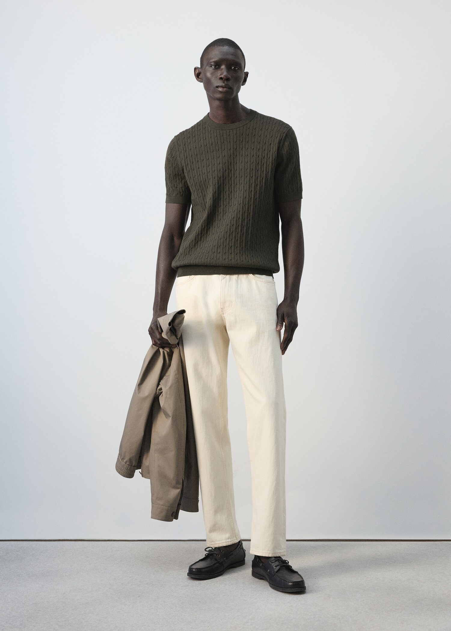 T-shirt maille torsadée 100 % coton - Plan général