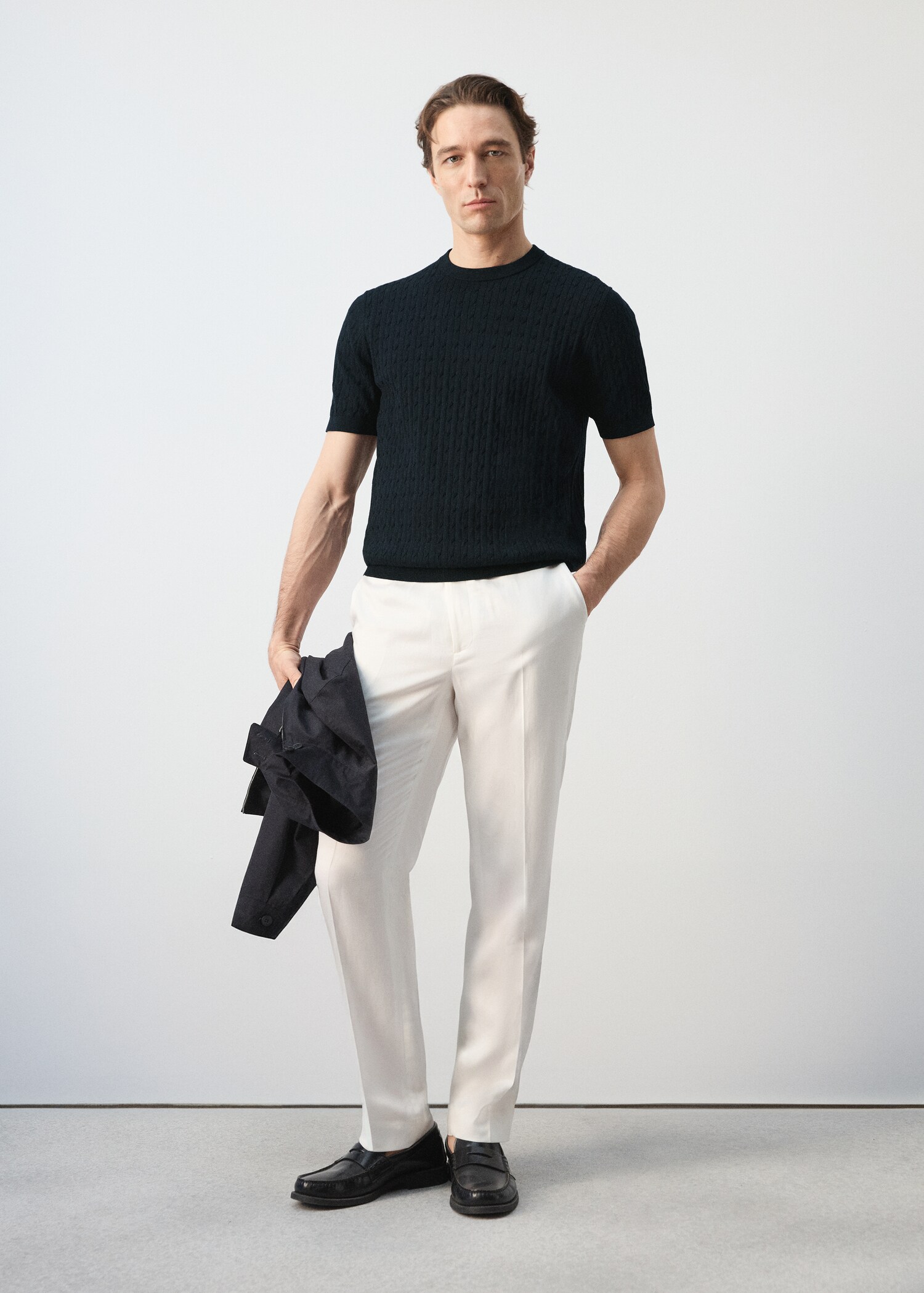 T-shirt maille torsadée 100 % coton - Plan général