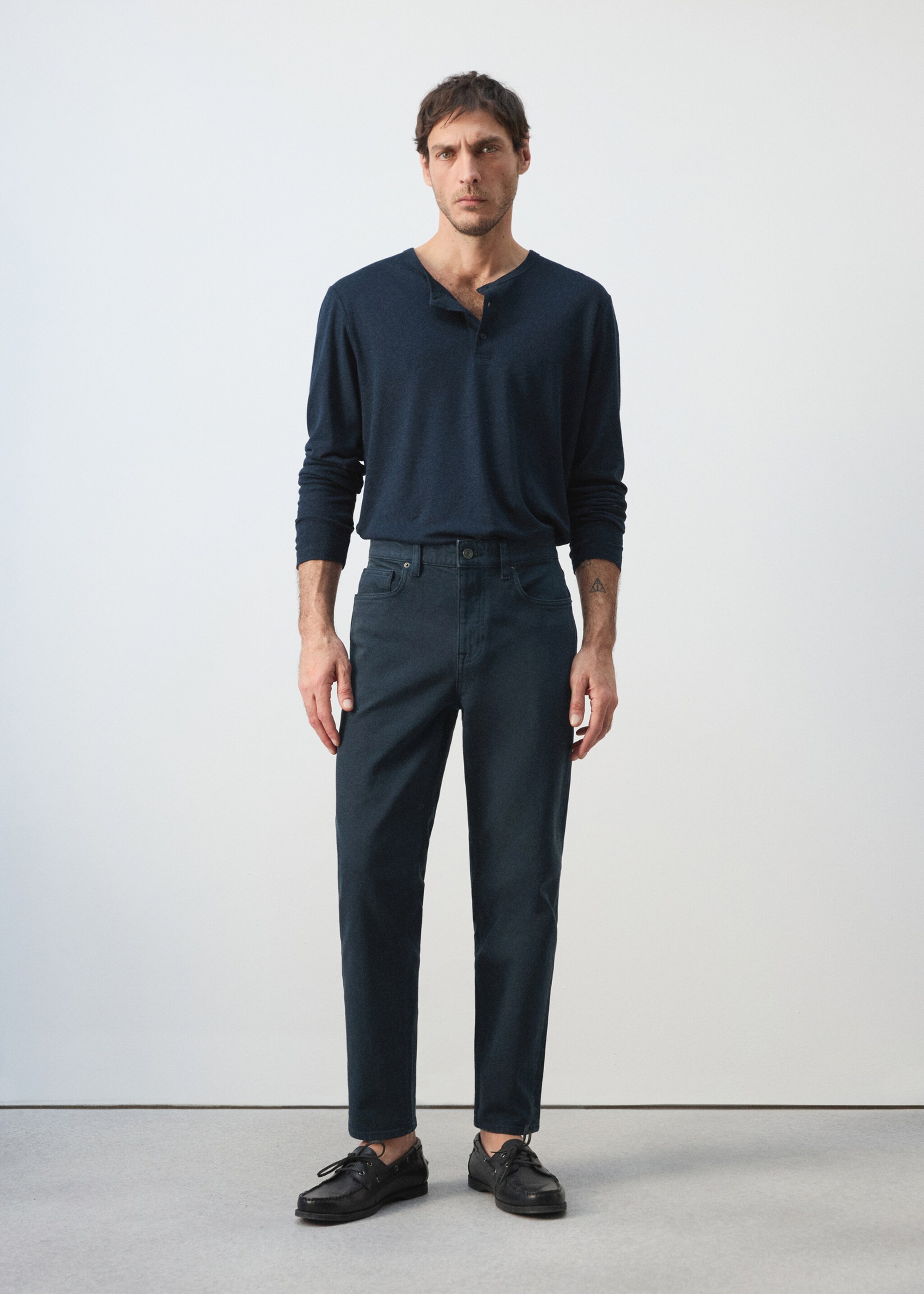 Ben cropped tapered-fit jeans - General plane, Navy. Ref: 27075940-00.