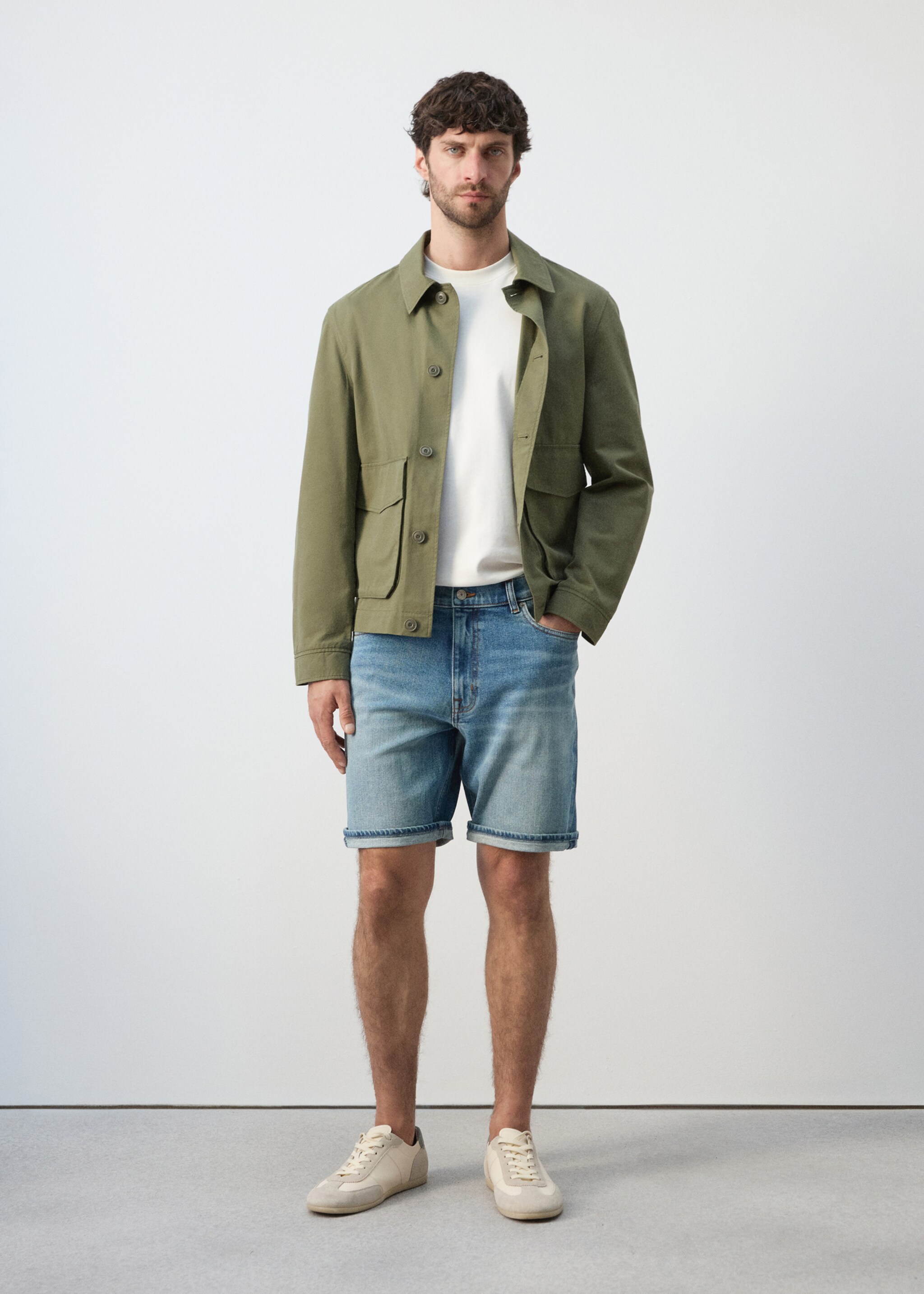 Bermuda en jean slim fit - Plan général, Bleu moyen. Ref: 27075958-00.