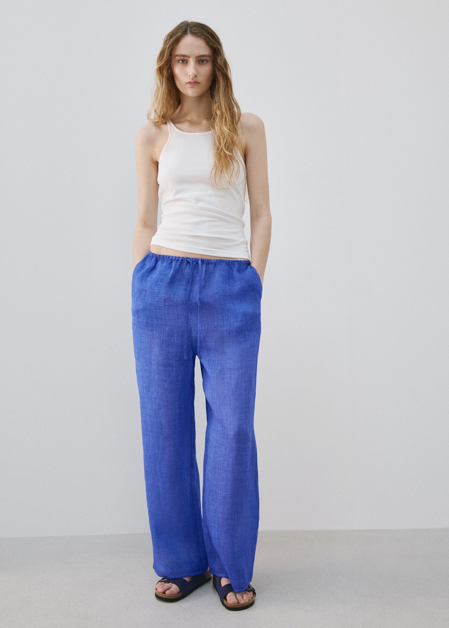 100% ramie trousers with an overdyed effect - General plane