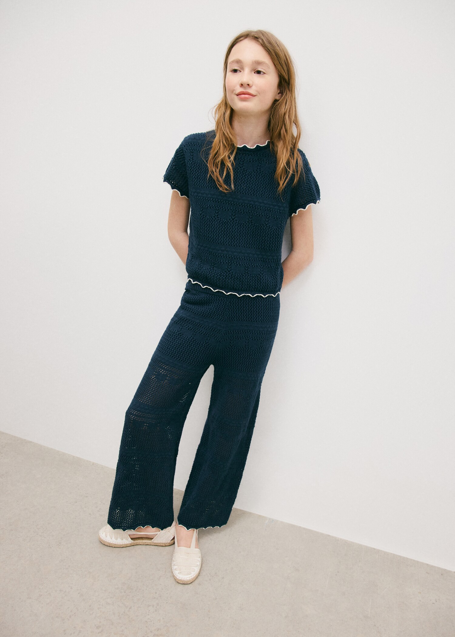 Cotton openwork knit pants - General plane