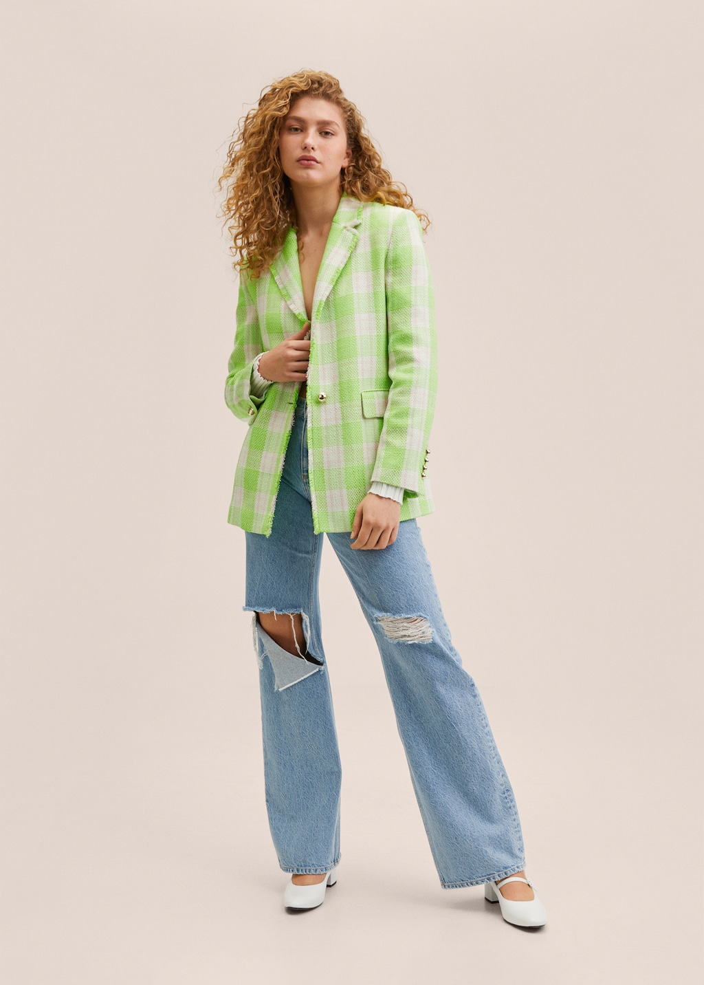 Tweed check blazer Women MANGO Georgia