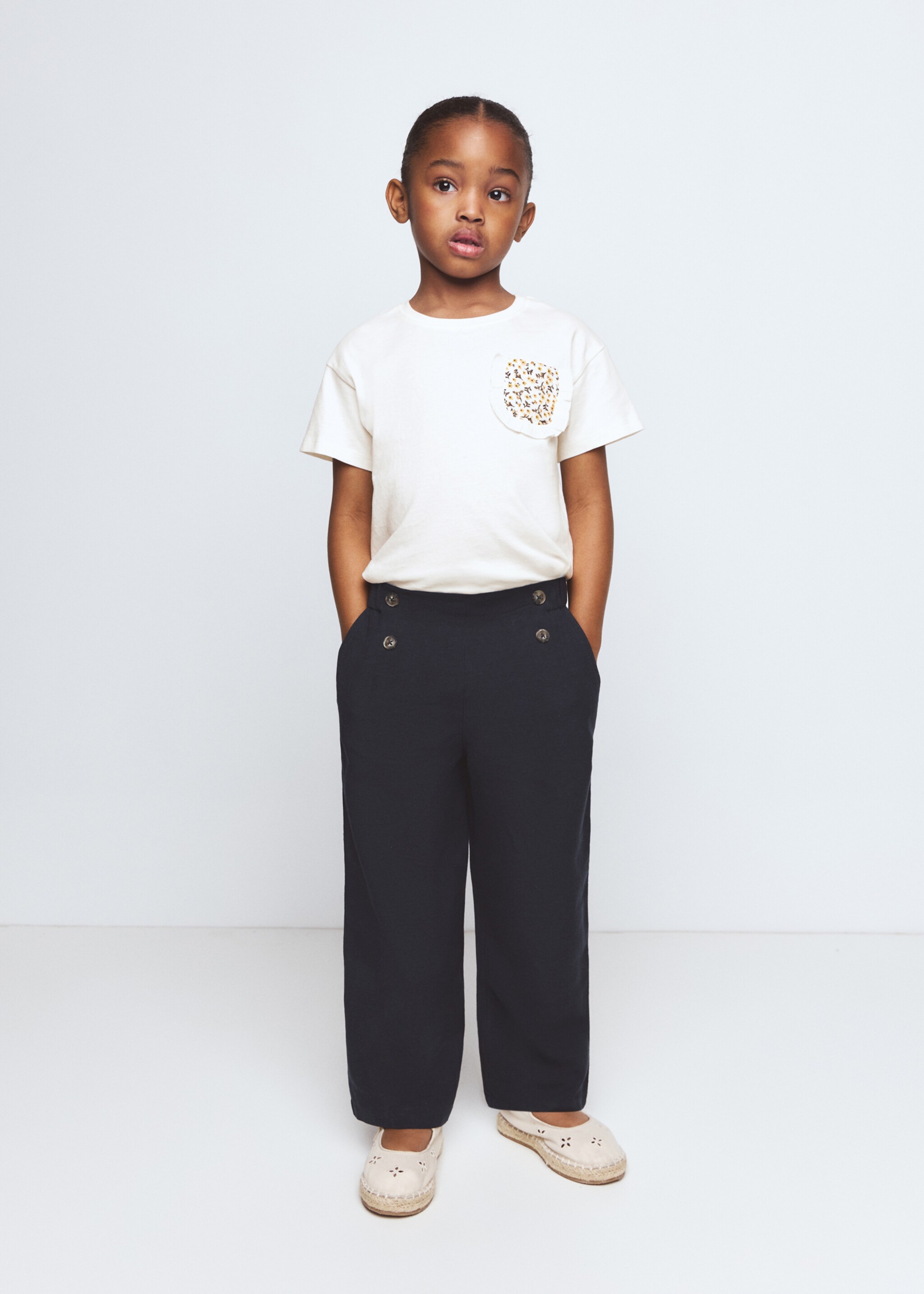 Lyocell-Leinen-Hose mit Doppelknopfleiste - Allgemeine Ansicht, Marineblau. Ref: 27076341-00.