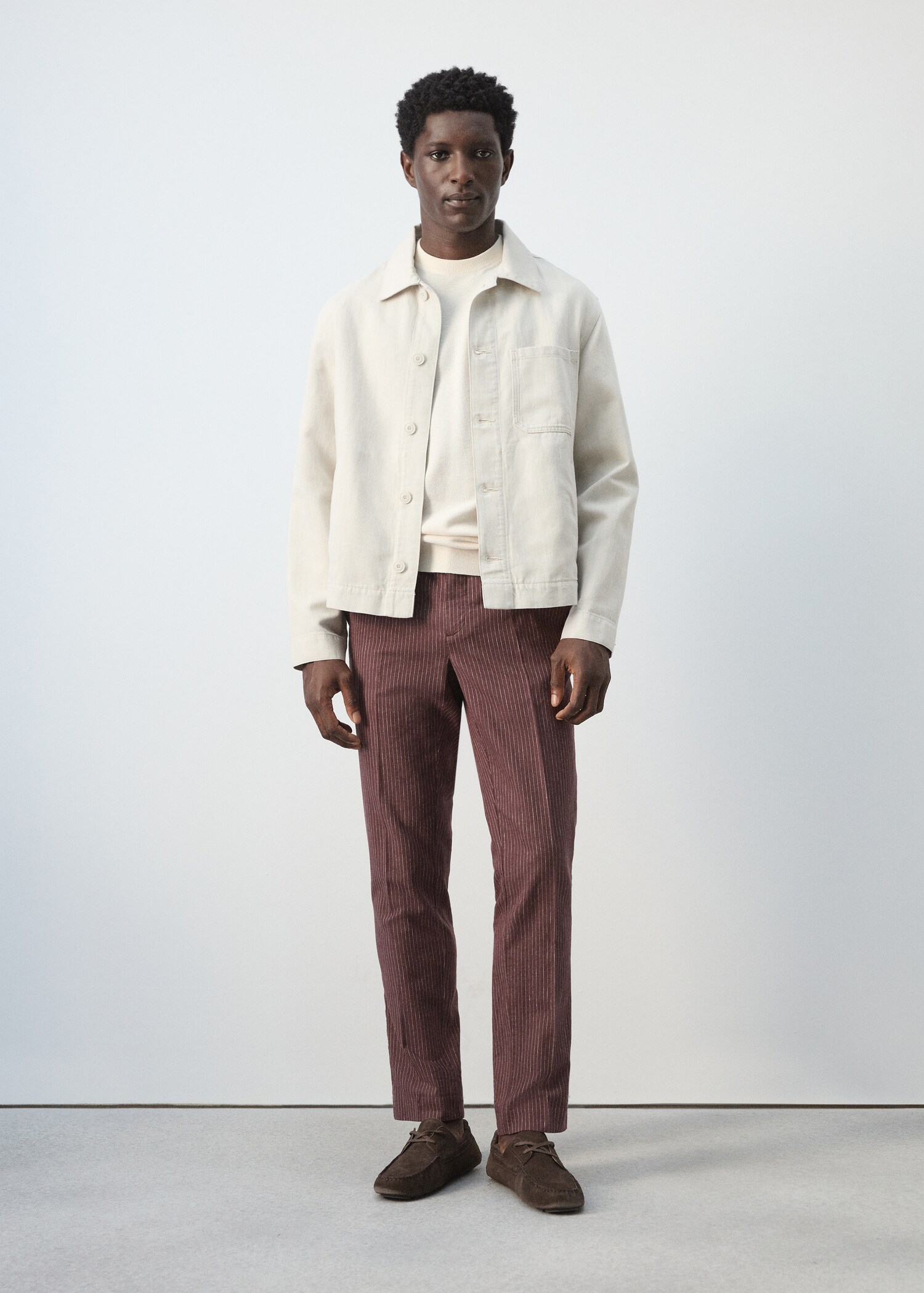 Cotton linen denim jacket - General plane