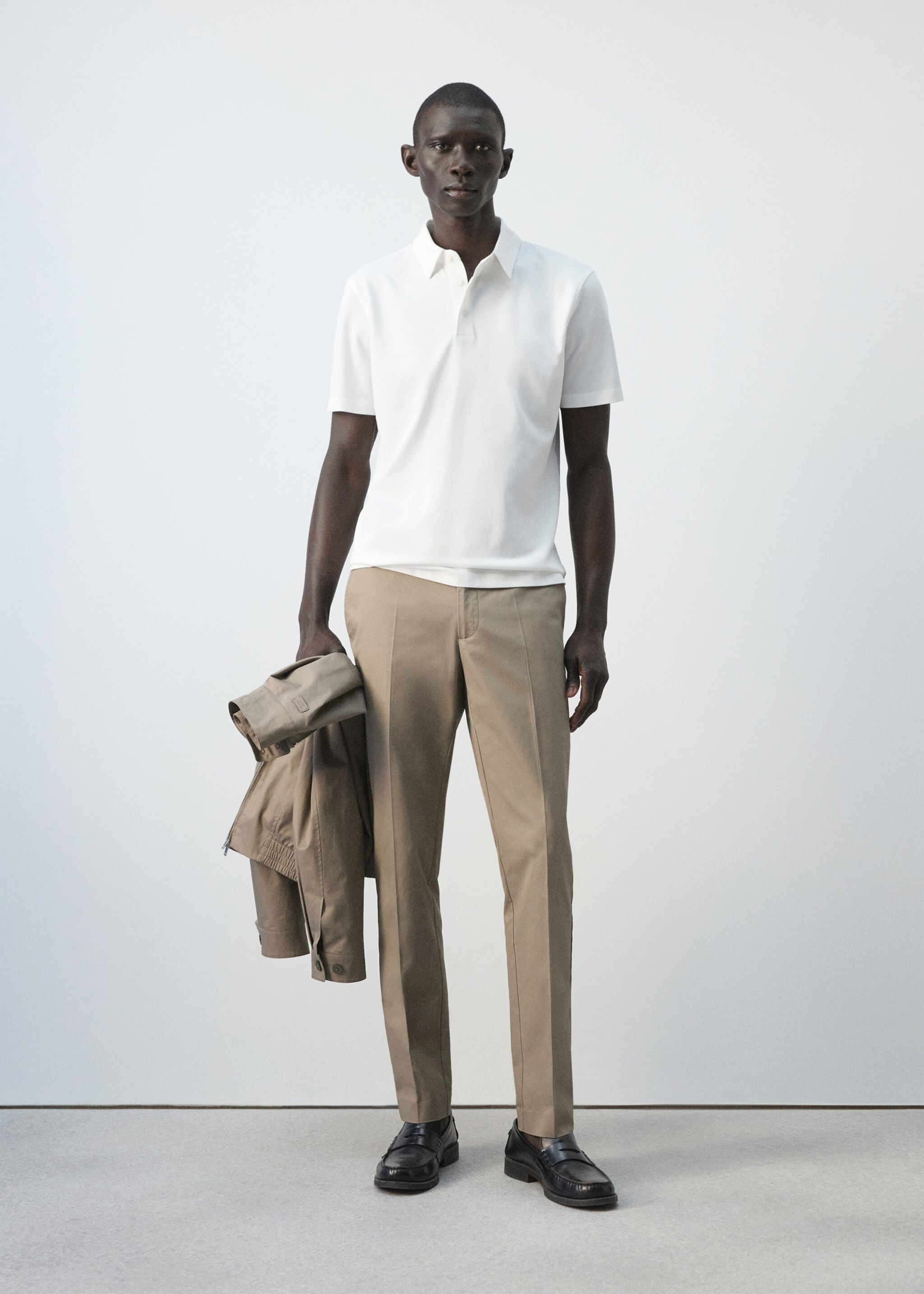 修身版型珠地布Polo衫 - null, 白色. Ref: 27076711-00.