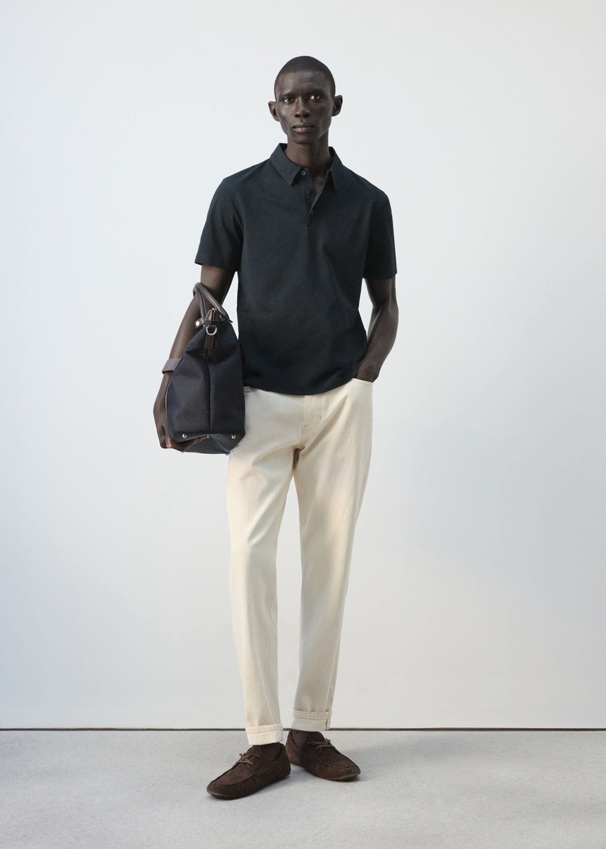 修身版型珠地布Polo衫 - null, 海军蓝. Ref: 27076711-00.