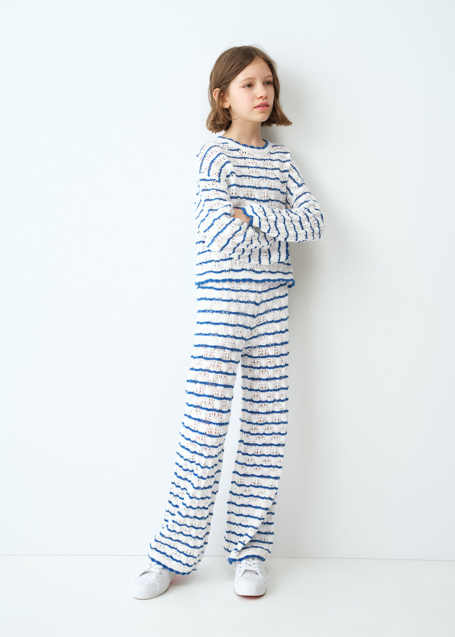 Striped openwork knit pants - General plane