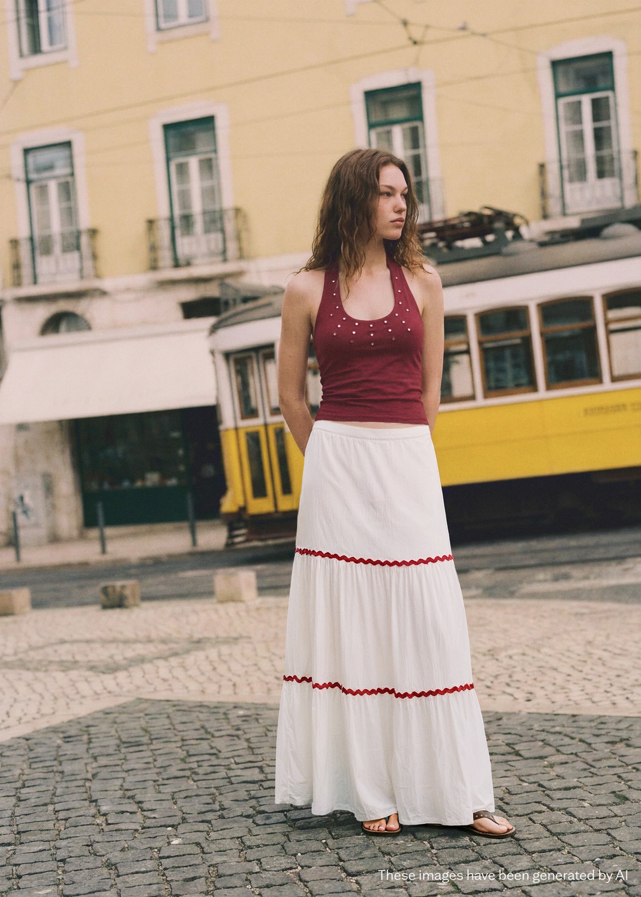 Panel skirt with scalloped details - General plane, Off White. Ref: 27076741-00.