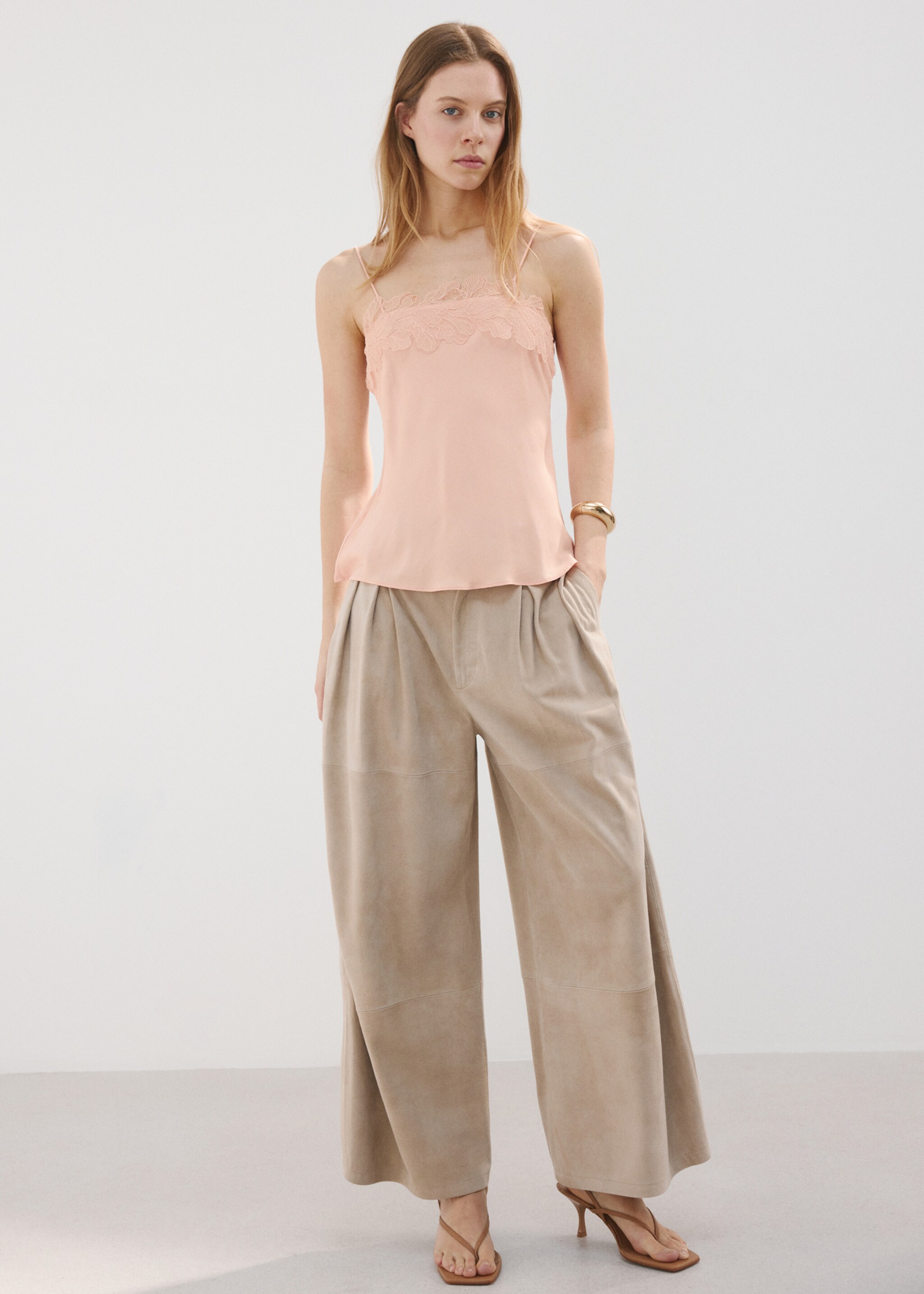 Lace trim top - General plane, Pink. Ref: 27077145-00.