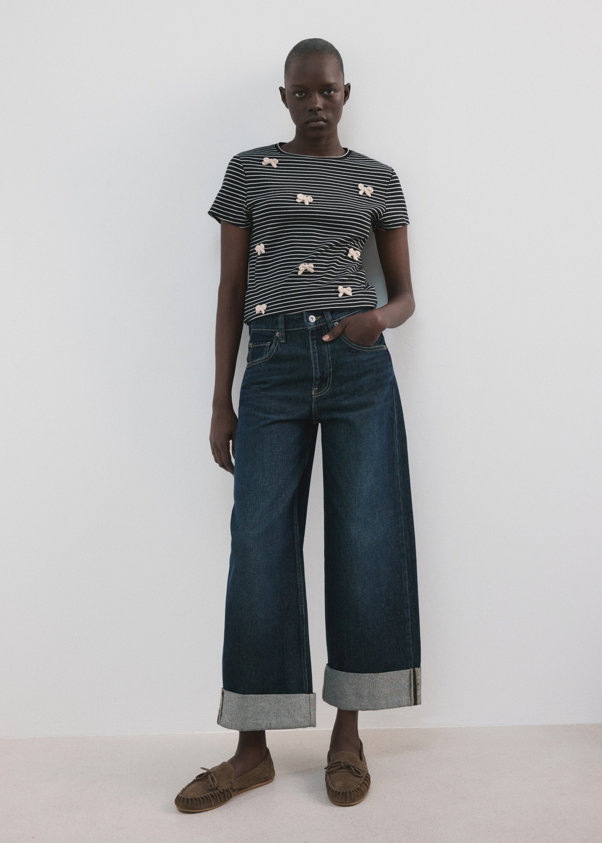 Striped T-shirt with ties - General plane, Navy. Ref: 27077151-00.