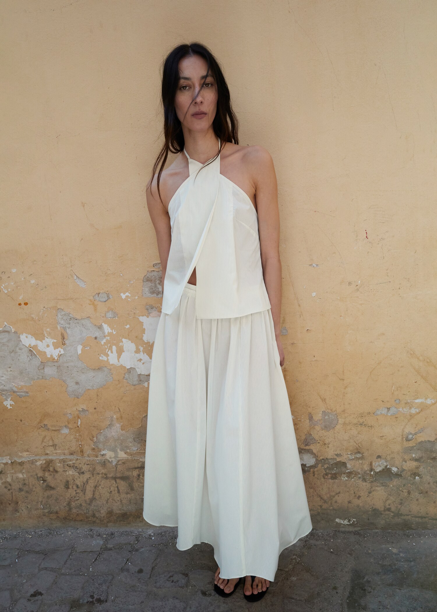 Top rayas cuello halter - Plano general