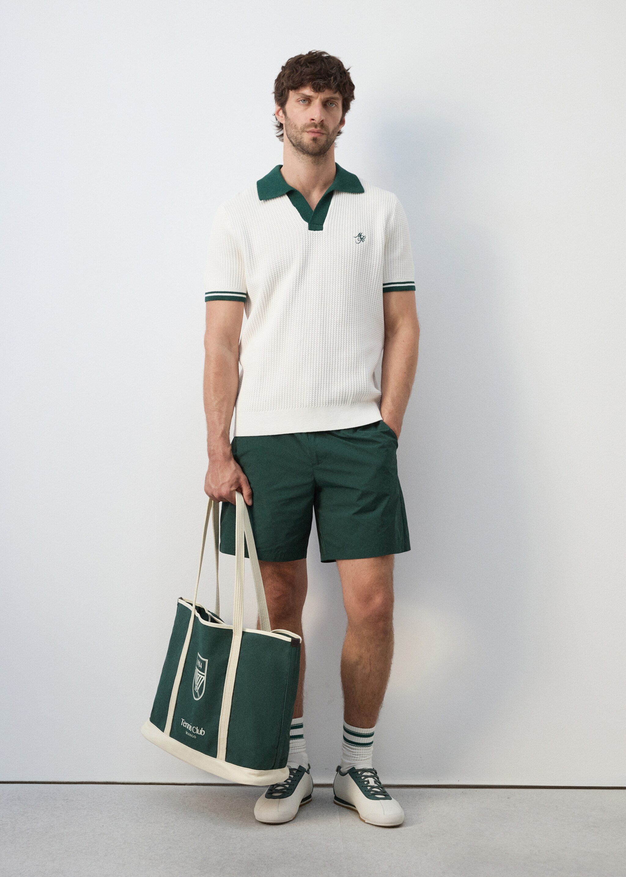 Shopper bag with embroidered message - General plane, Khaki. Ref: 27077784-00.