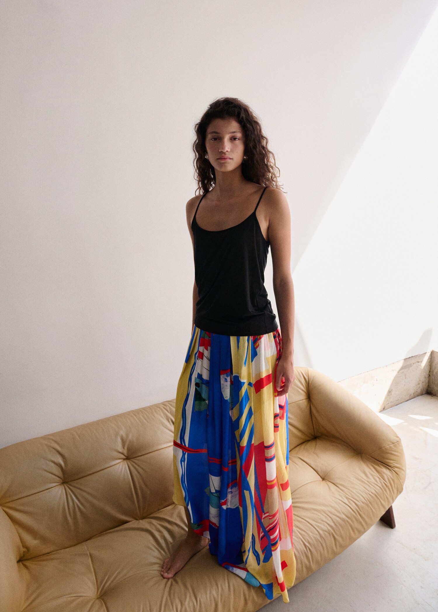 Asymmetrical printed skirt - General plane