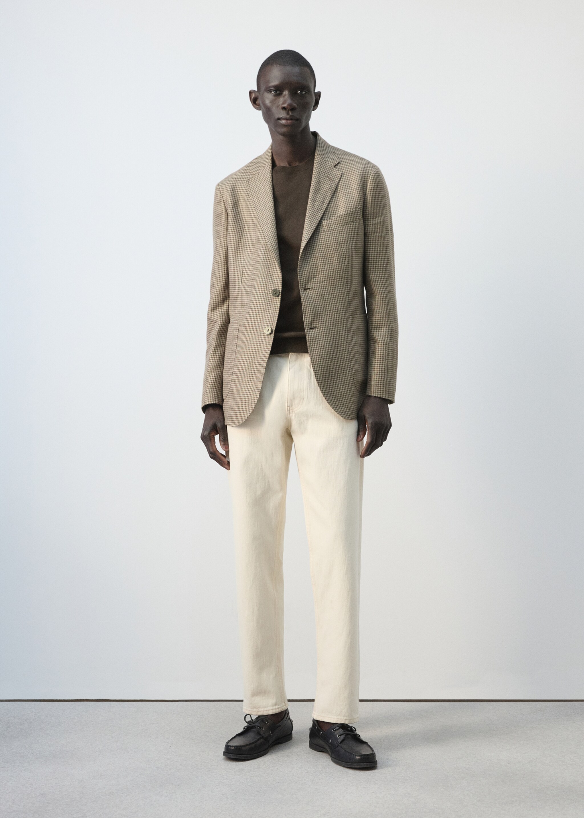 سترة من الكتان 100% مع جيوب مرقعة - رؤية عامة, بني. Ref: 27077891-00.