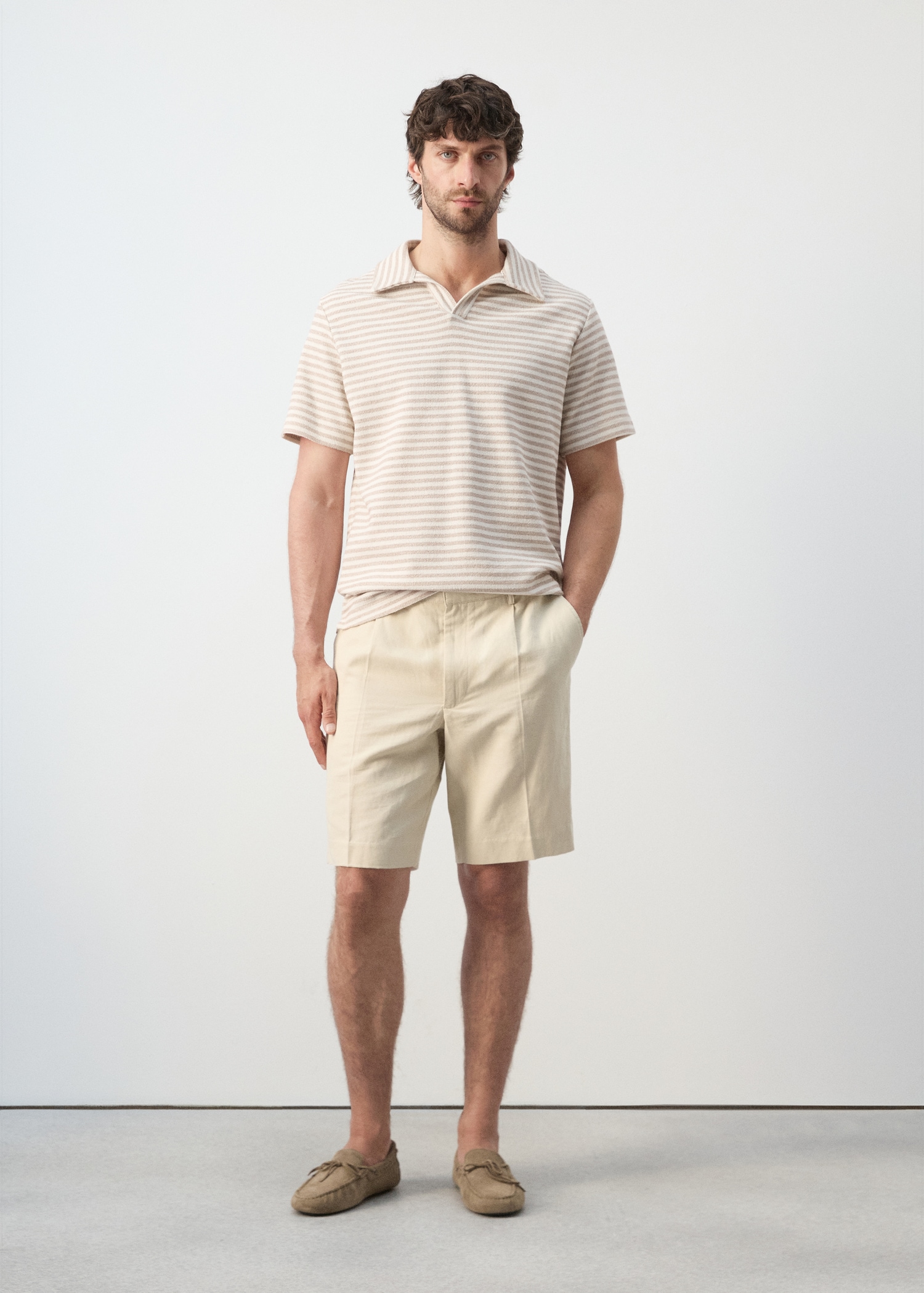Regular fit textured stripe polo - General plane