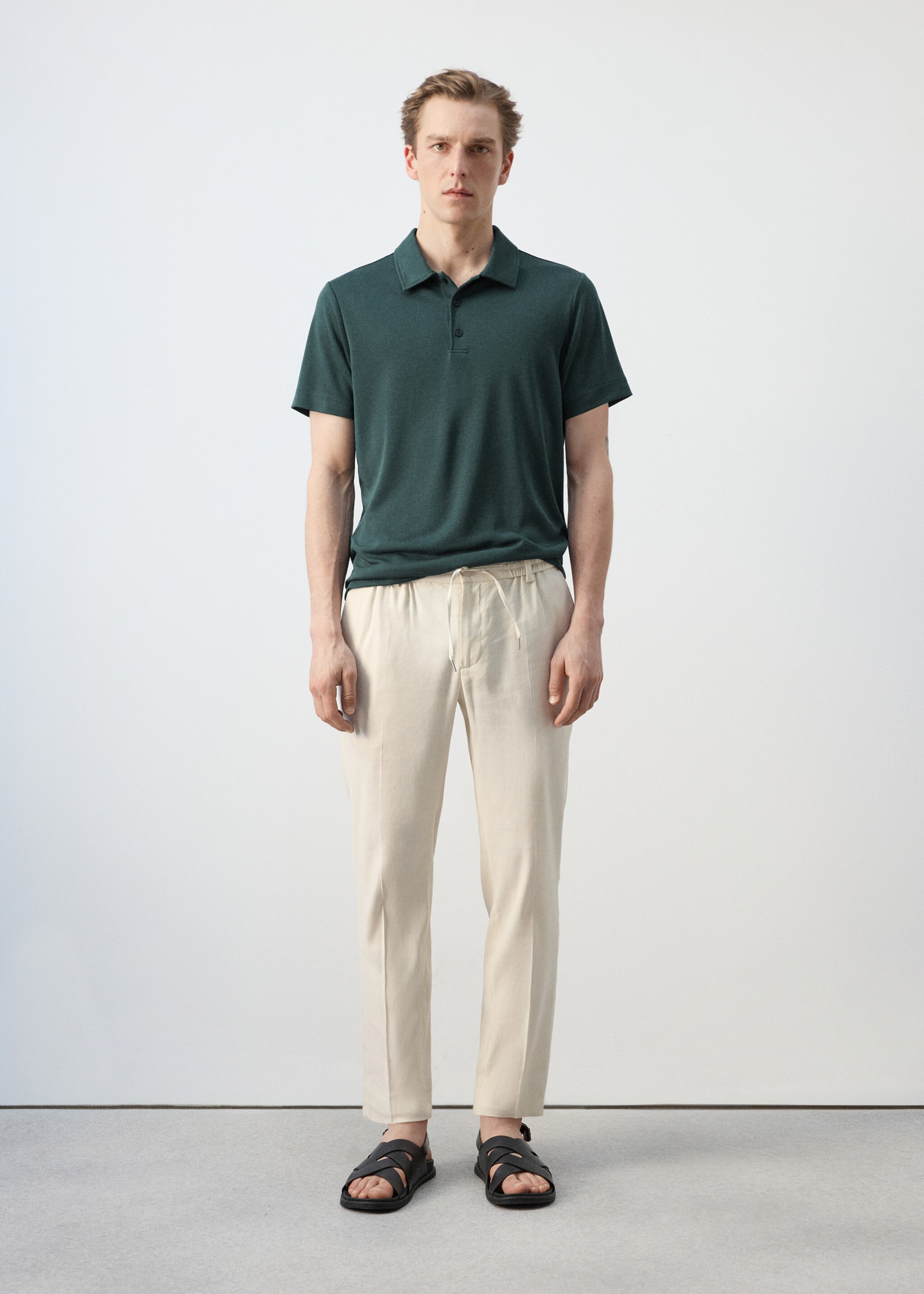 قميص بولو بحياكة دقيقة - رؤية عامة, أخضر غامق. Ref: 27077909-00.