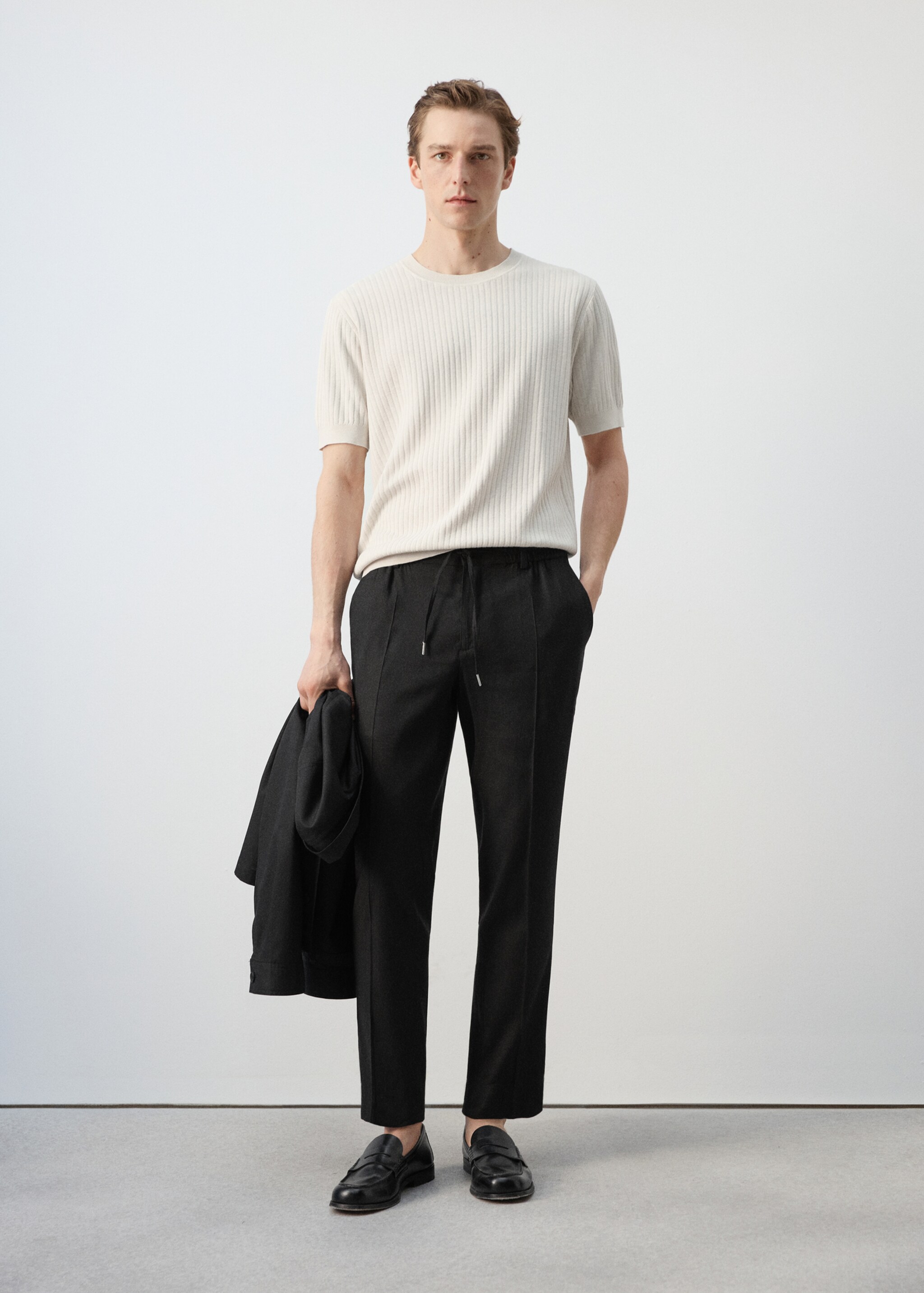 Ribbed  knit t-shirt - General plane, Sand. Ref: 27077913-00.