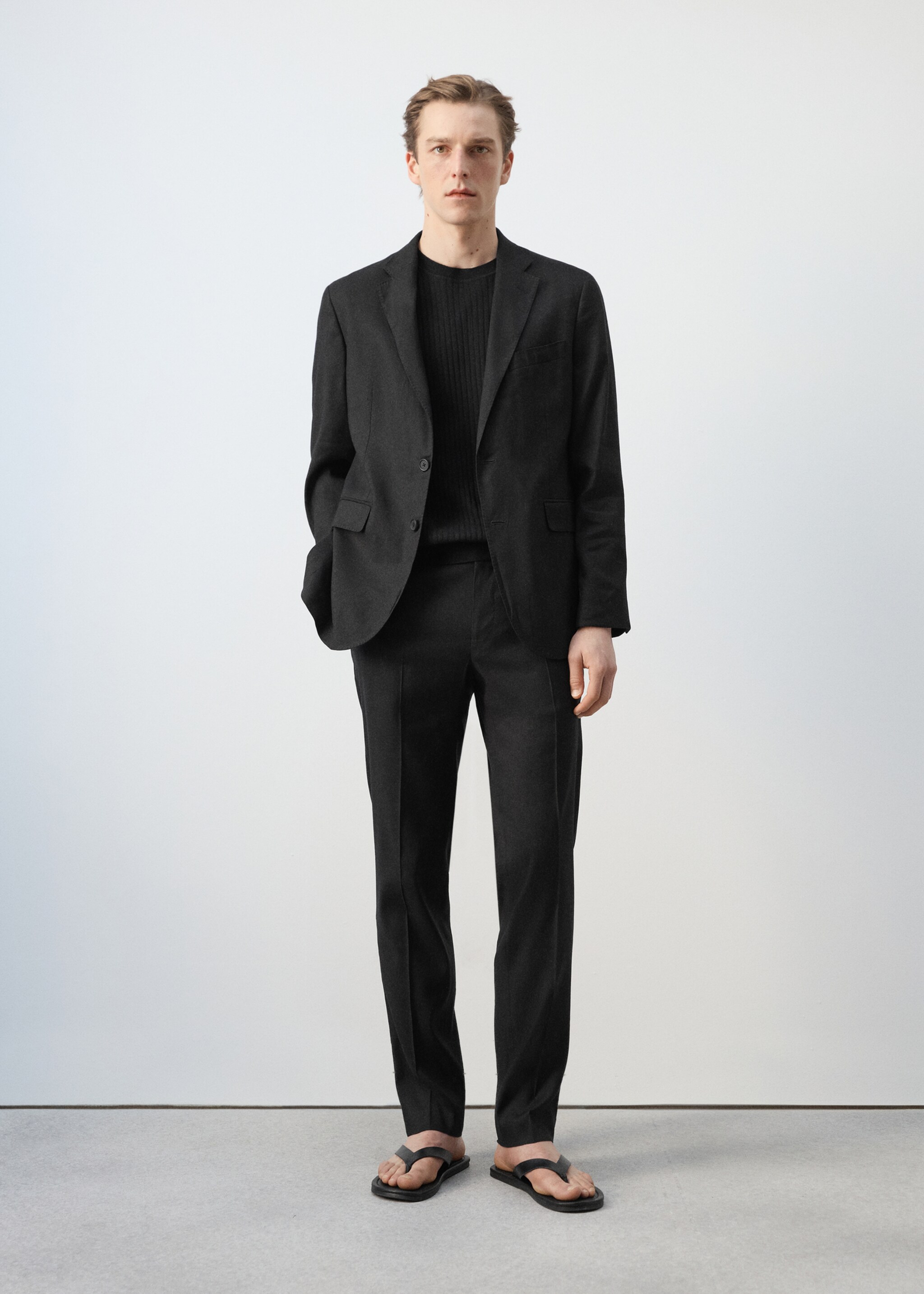 Ribbed  knit t-shirt - General plane, Black. Ref: 27077913-00.