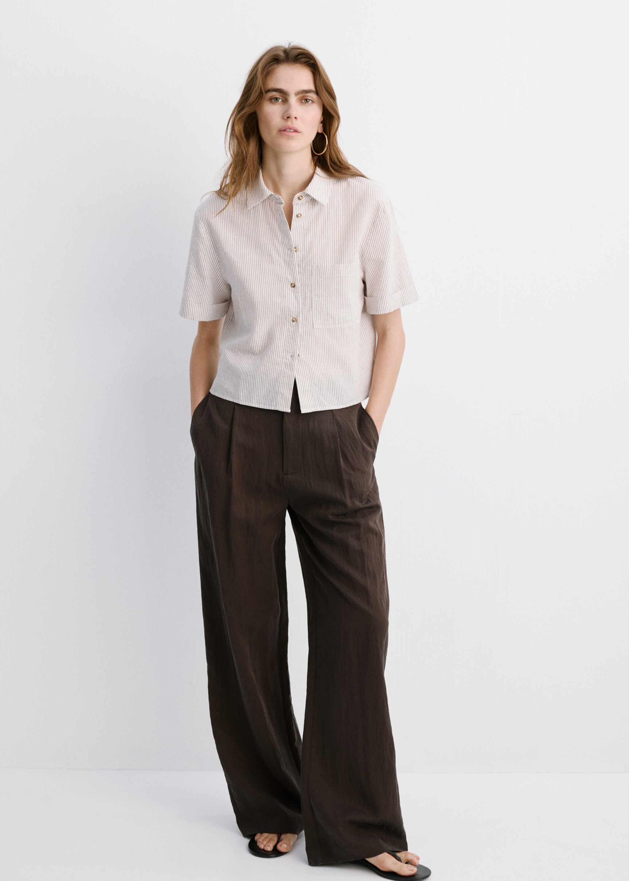 Short sleeve striped shirt - General plane, Sand. Ref: 27078265-00.