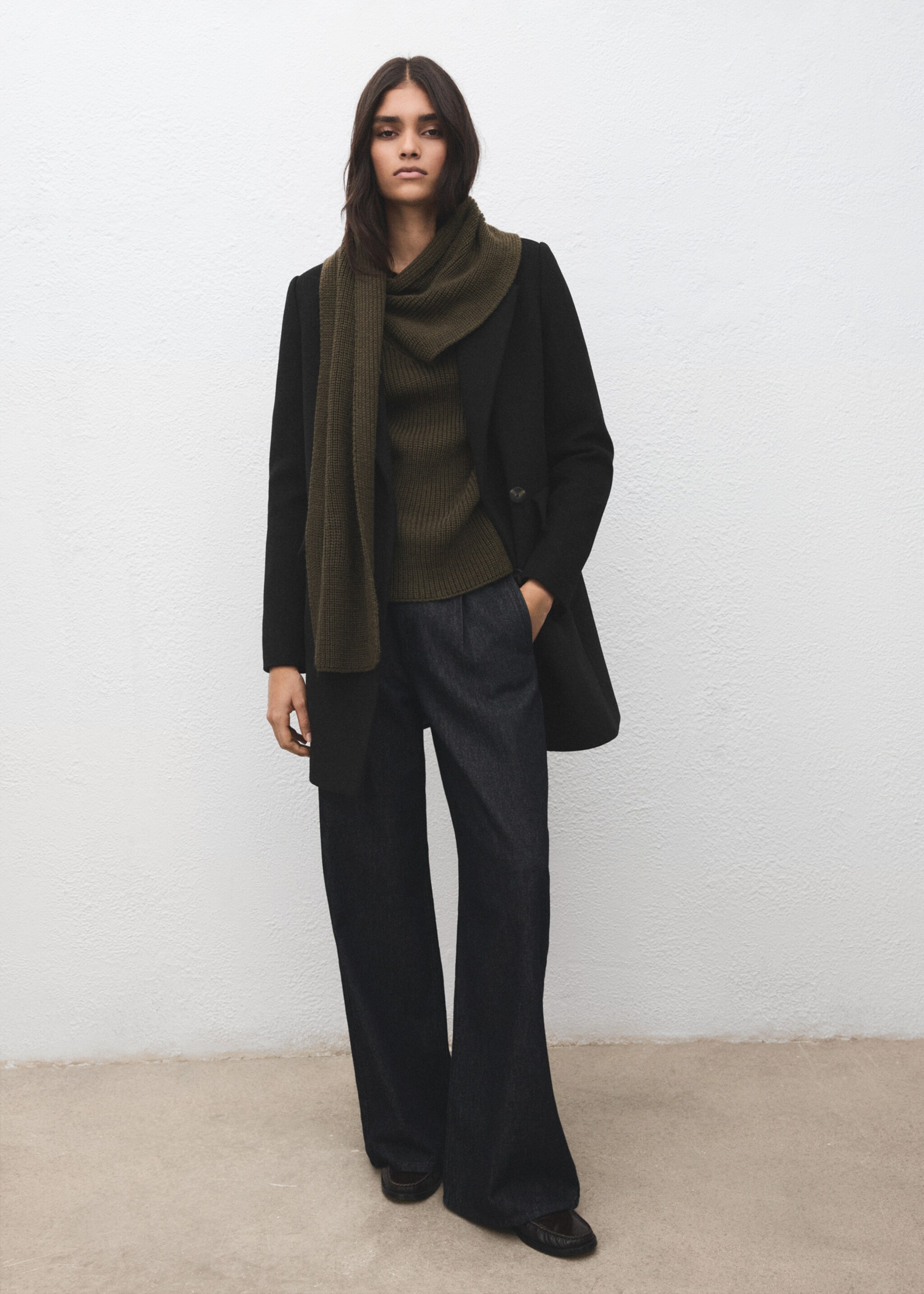 Double-breasted wool blend coat - General plane, Black. Ref: 27081184-00.