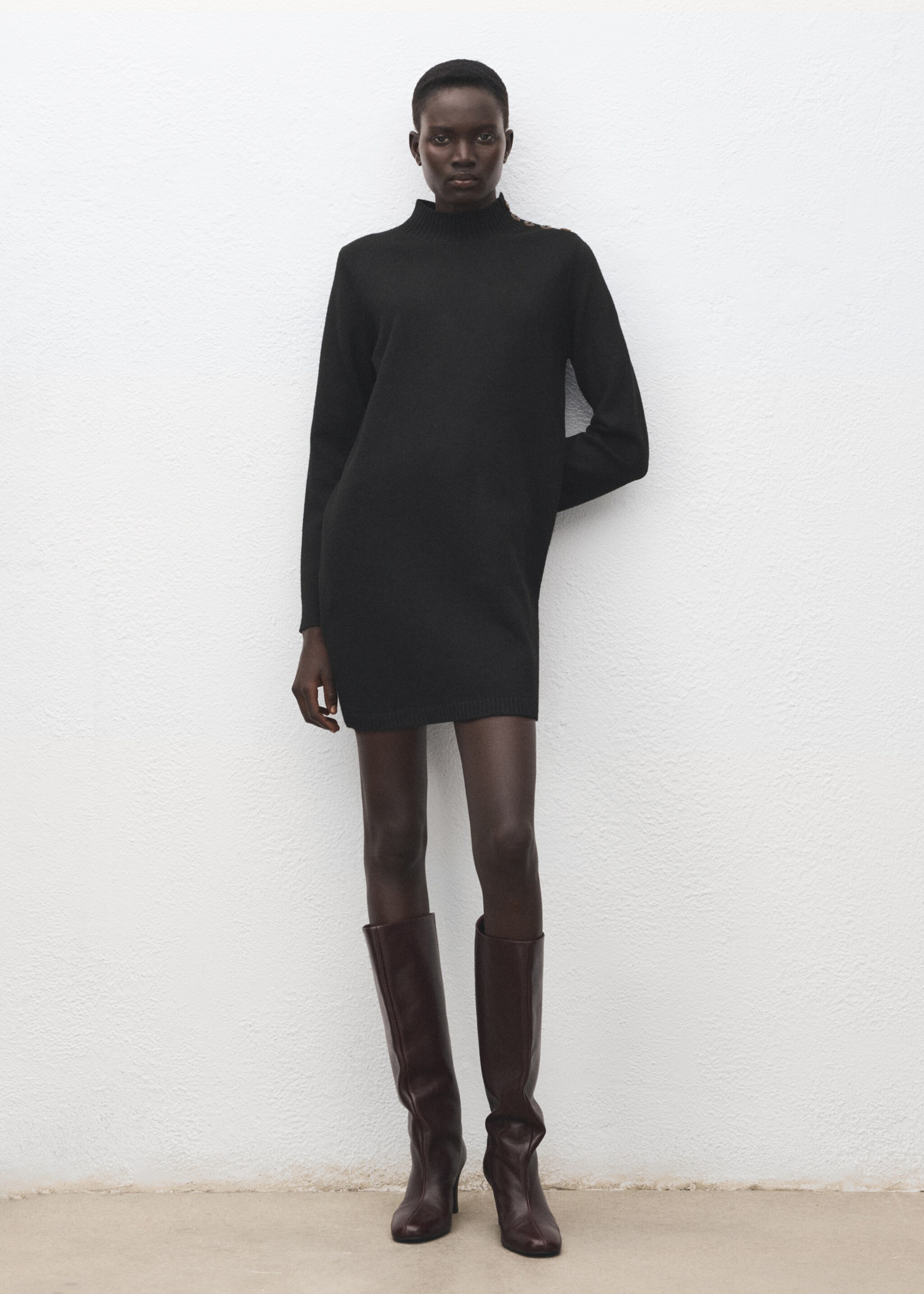 Button knit dress - General plane, Black. Ref: 27081214-00.