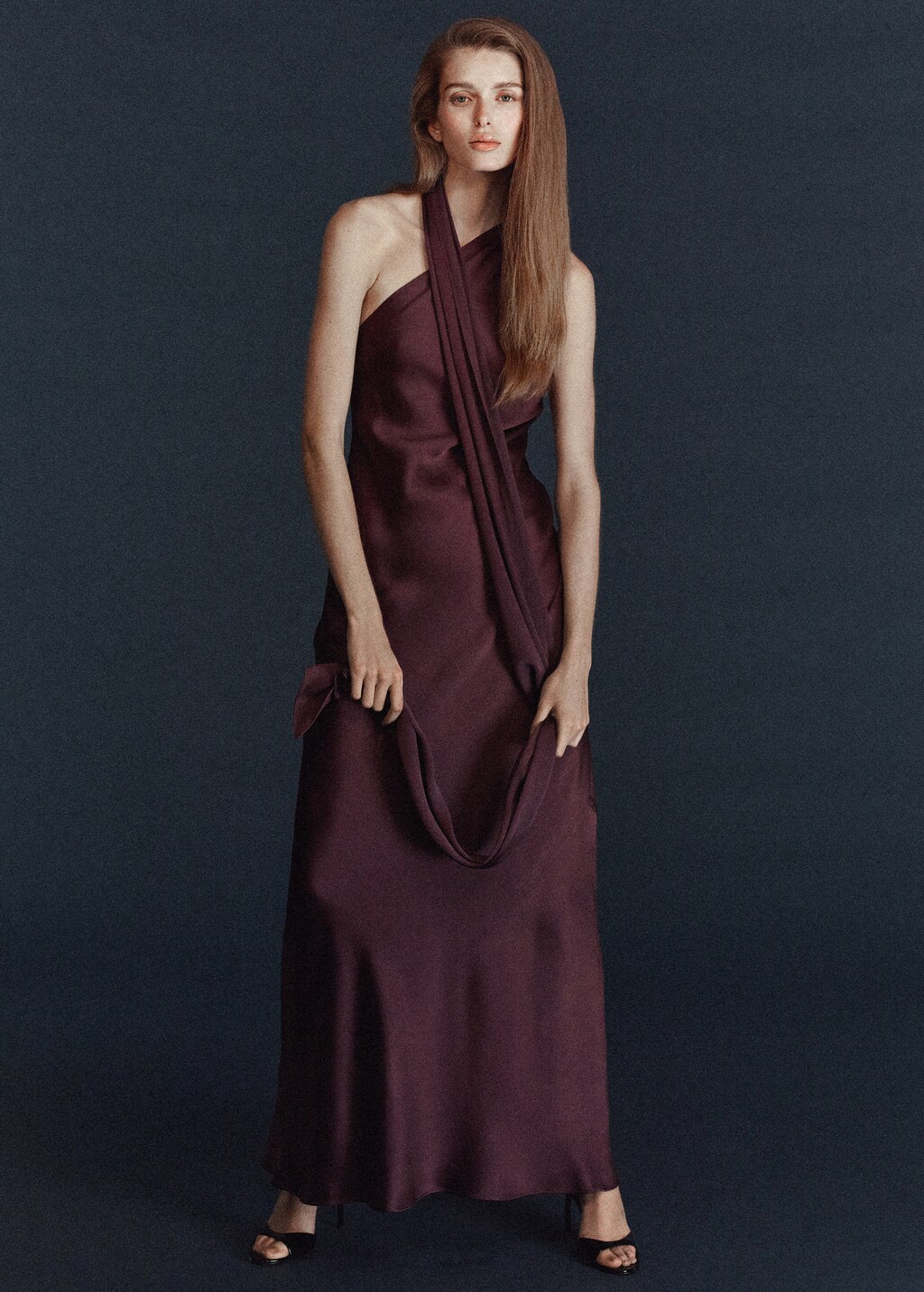 Asymmetrical bow-neck dress - image 2