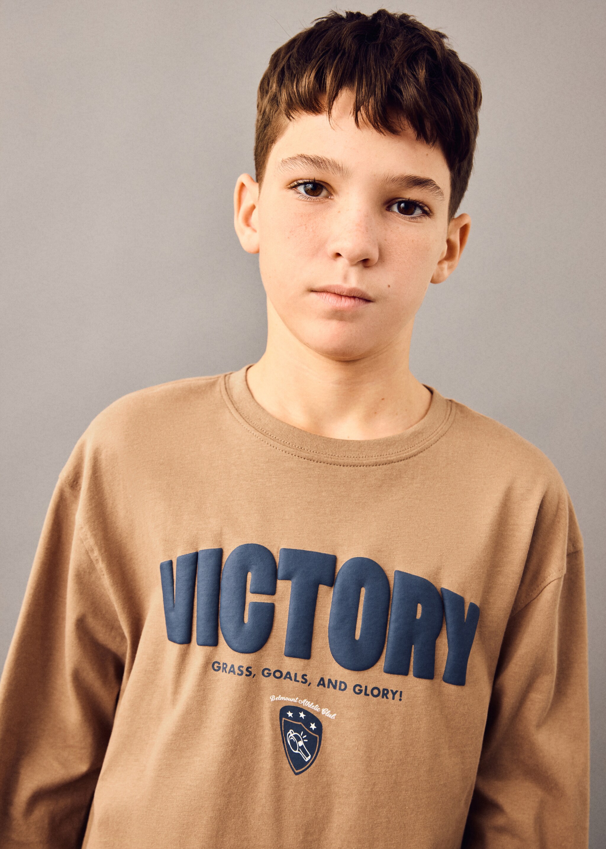 Printed cotton-blend T-shirt - General plane, Caramel. Ref: 27081231-00.