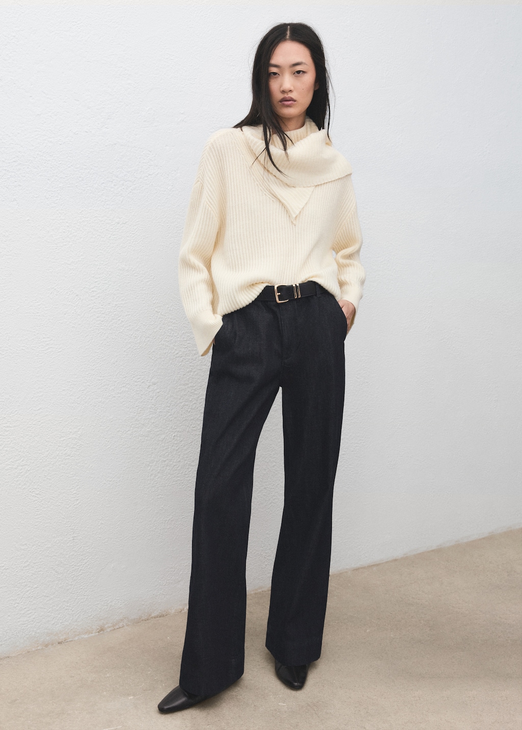Wide leg denim trousers - image 2