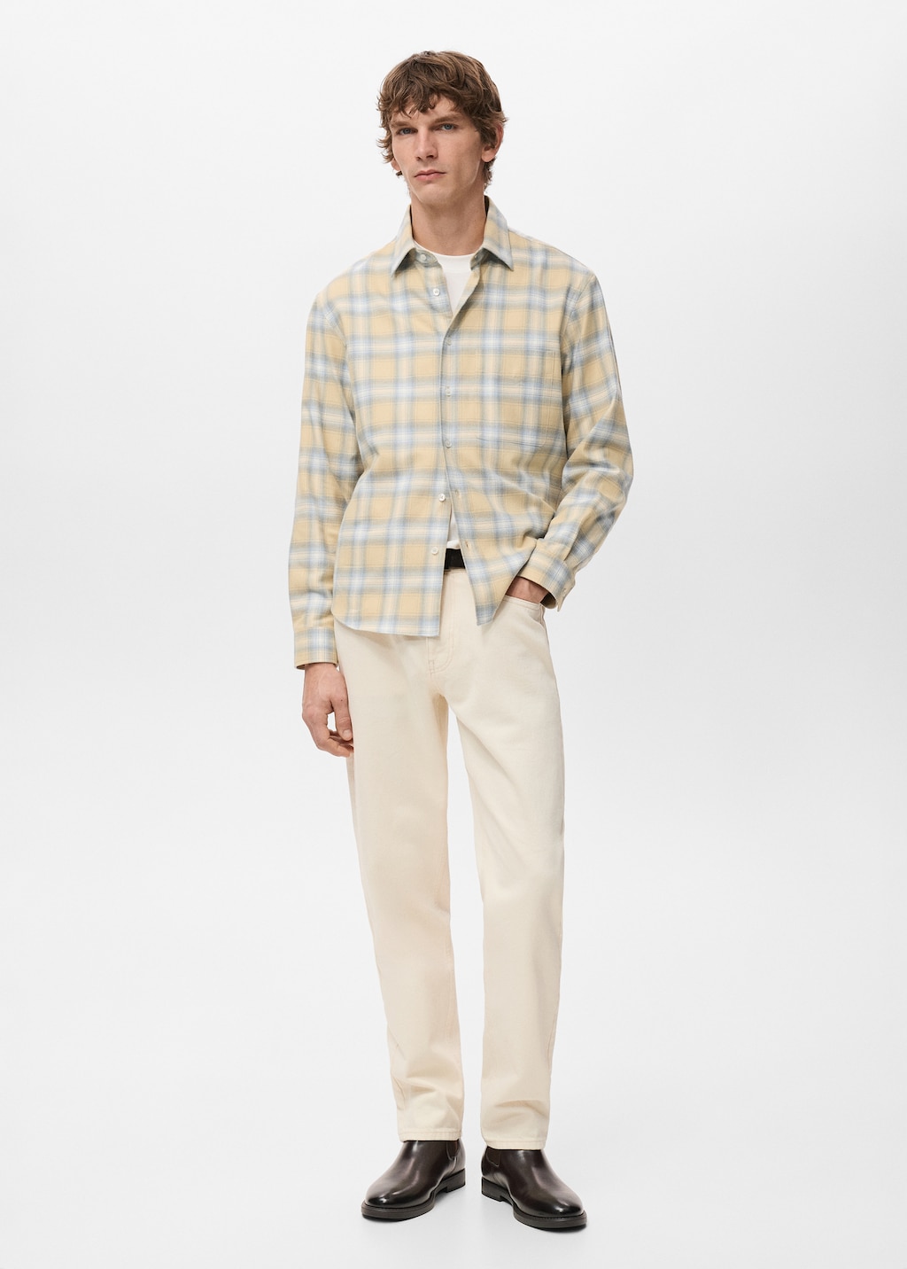 Check flannel cotton shirt - Men | MANGO USA