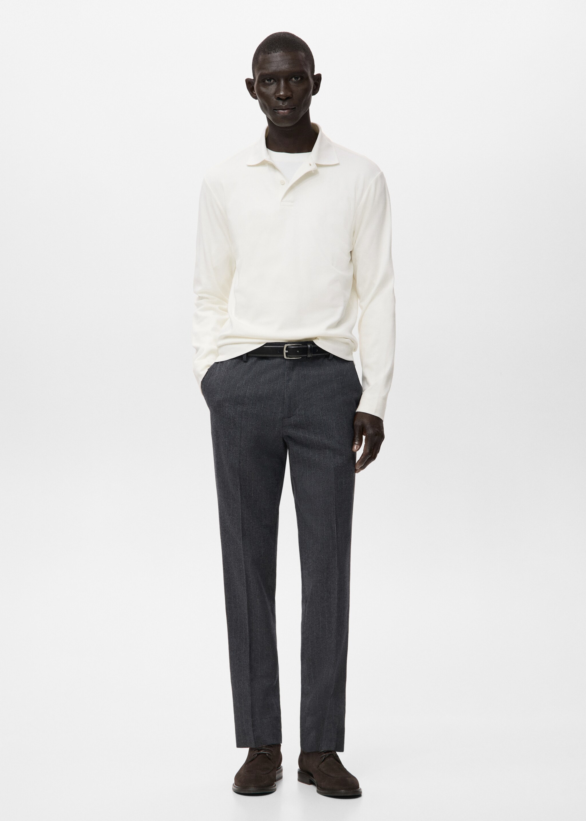 Regular-fit knitted polo sweater - General plane, White. Ref: 27081256-00.