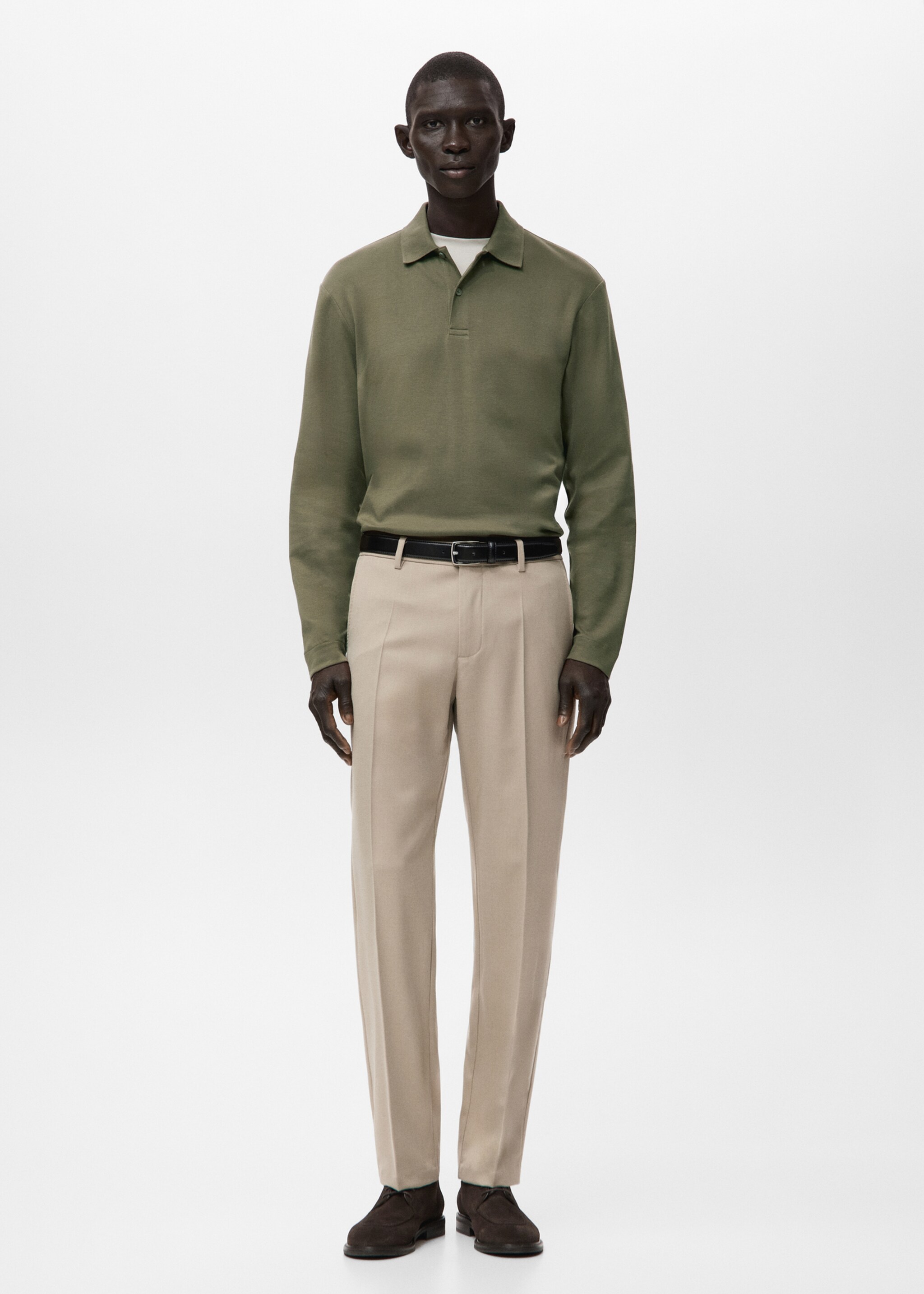 سترة بولو محبوكة بقصّة منتظمة - رؤية عامة, بني متوسط. Ref: 27081256-00.