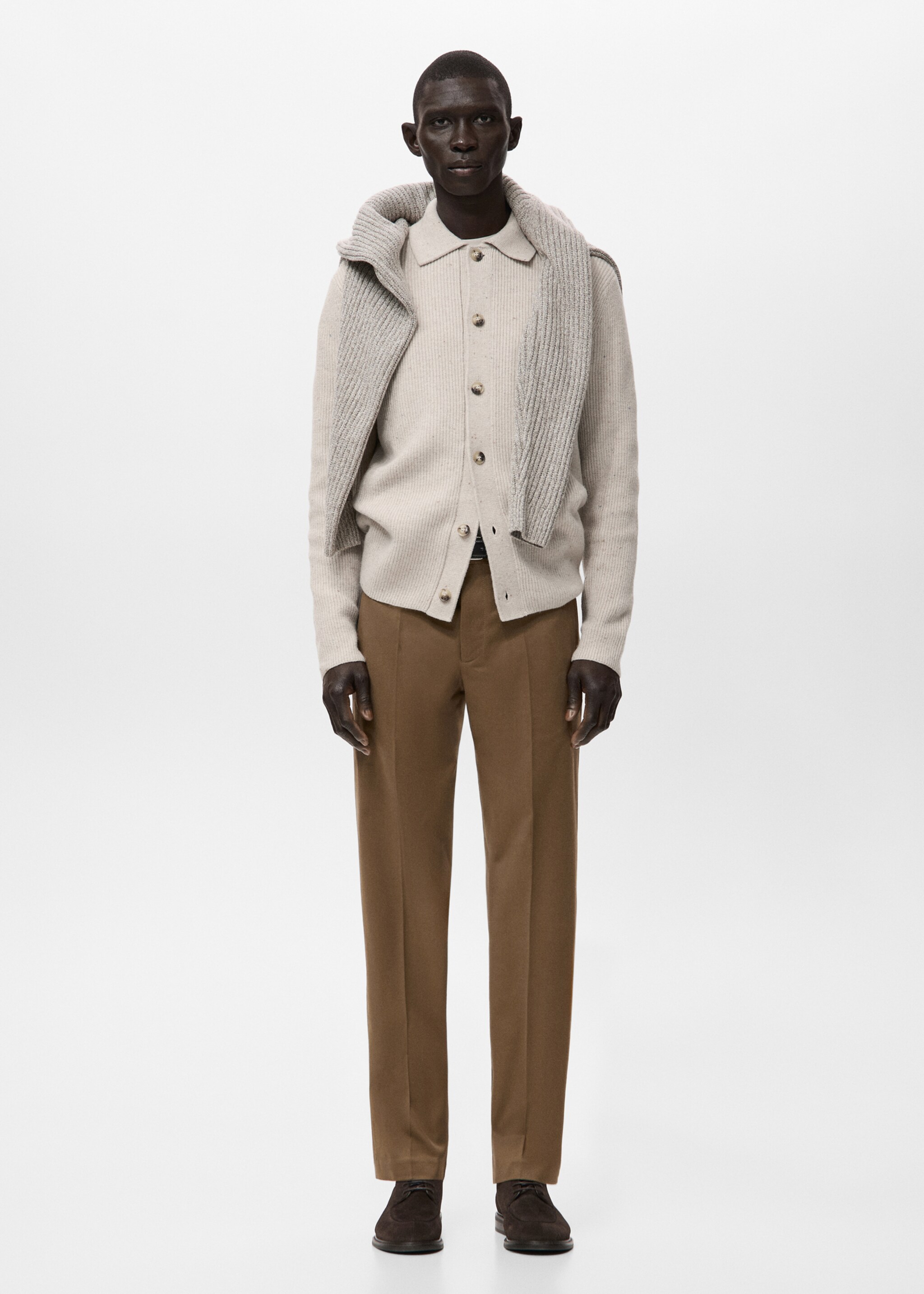 Slim fit cotton pants - General plane, Chocolate. Ref: 27081257-00.