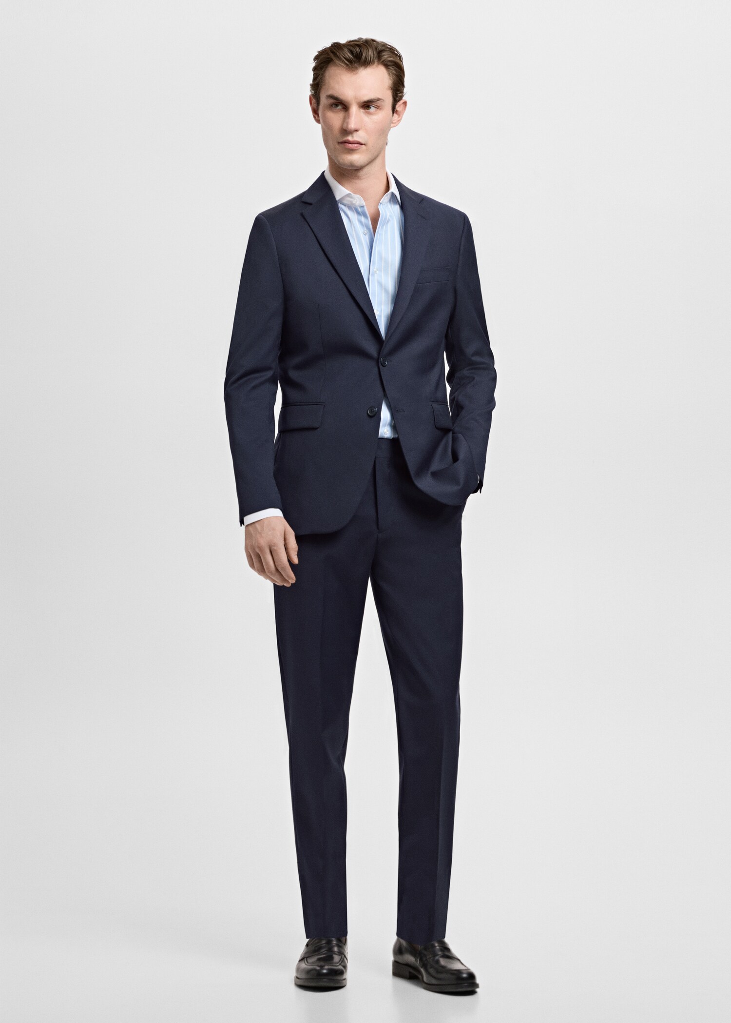 Πουκάμισο κοστουμιού slim fit με ρίγες - Γενικό πλάνο