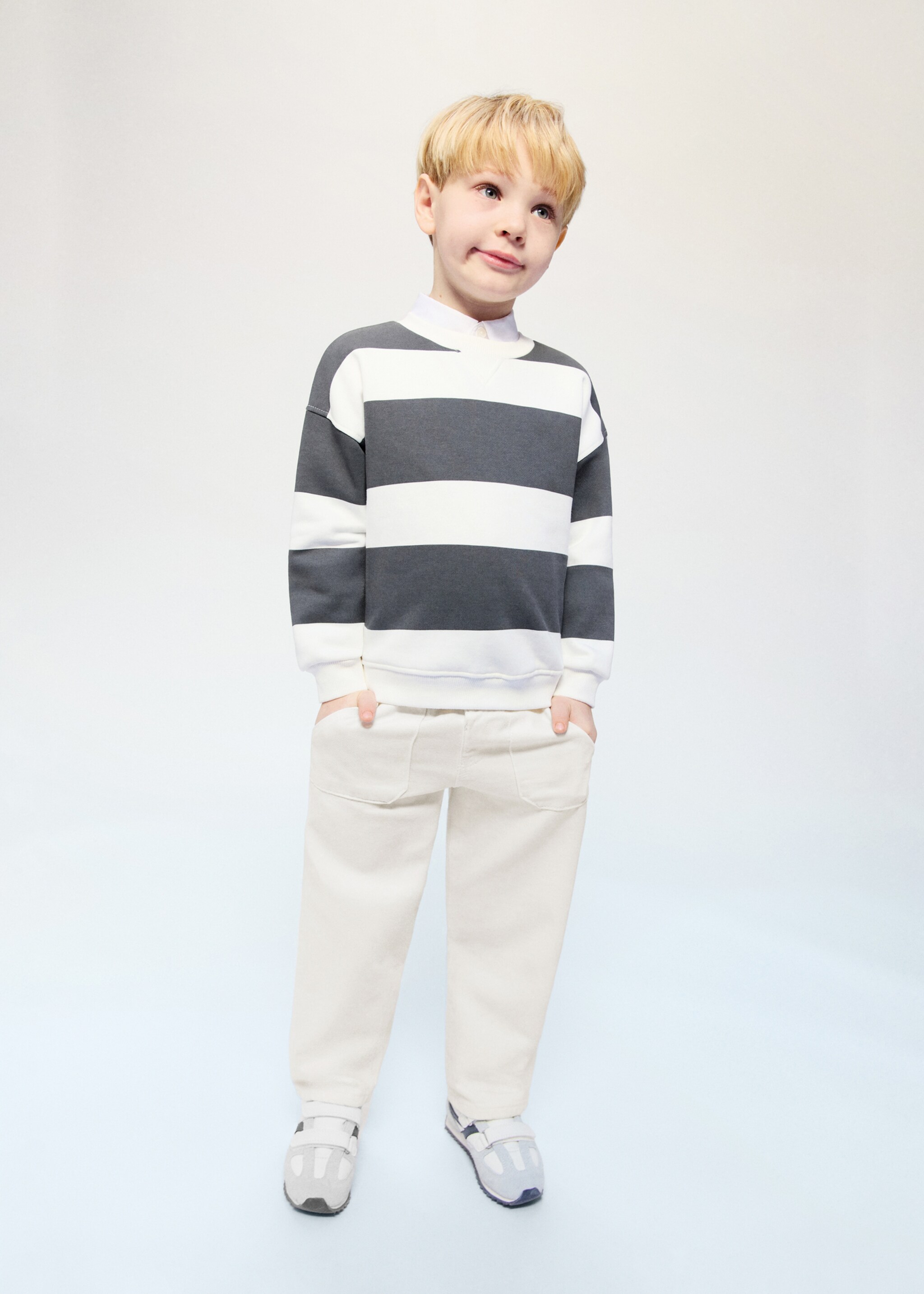 Straight-fit jeans with elastic waist - General plane, White. Ref: 27081261-00.