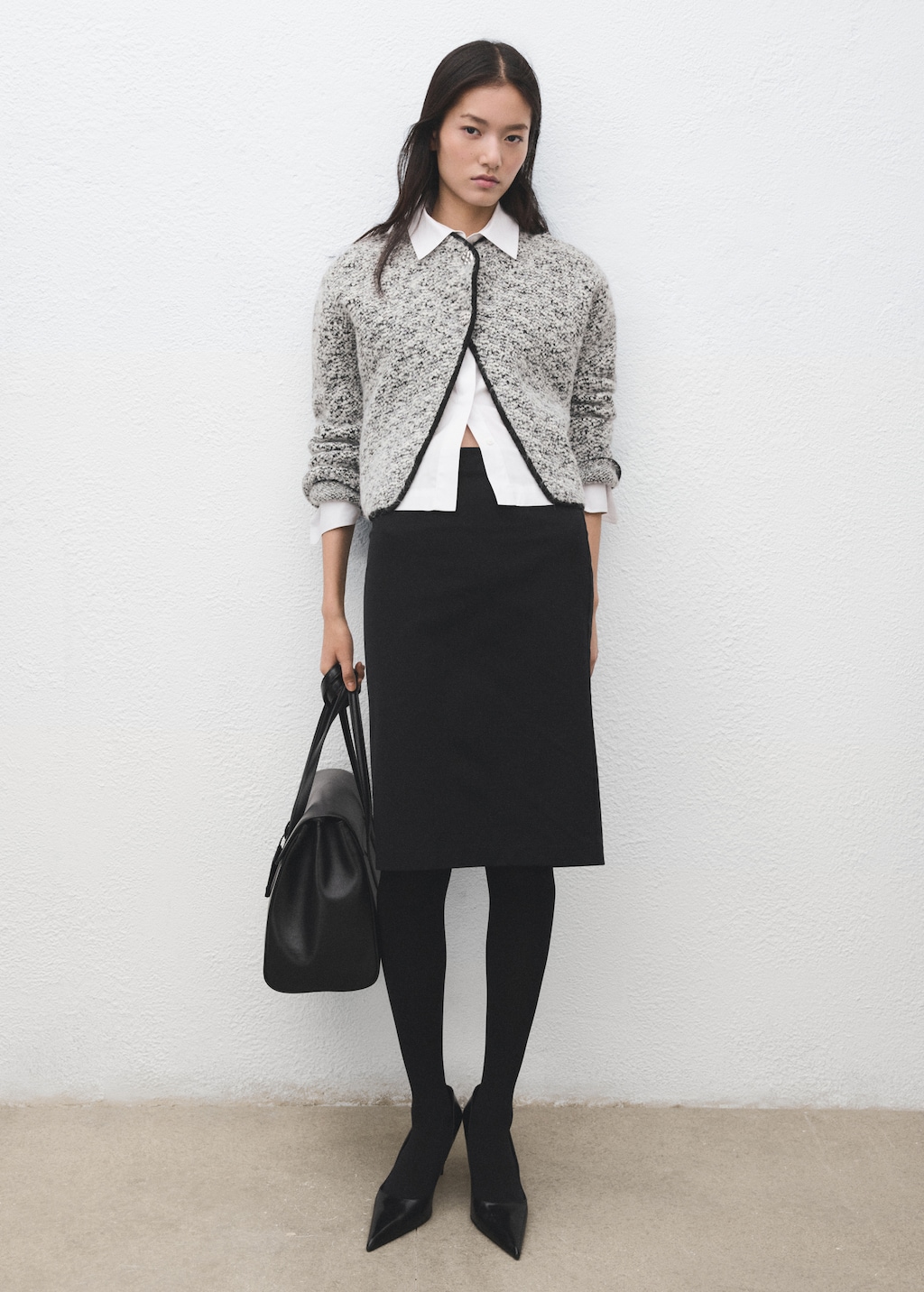 Mango Flecked cotton-blend jacket