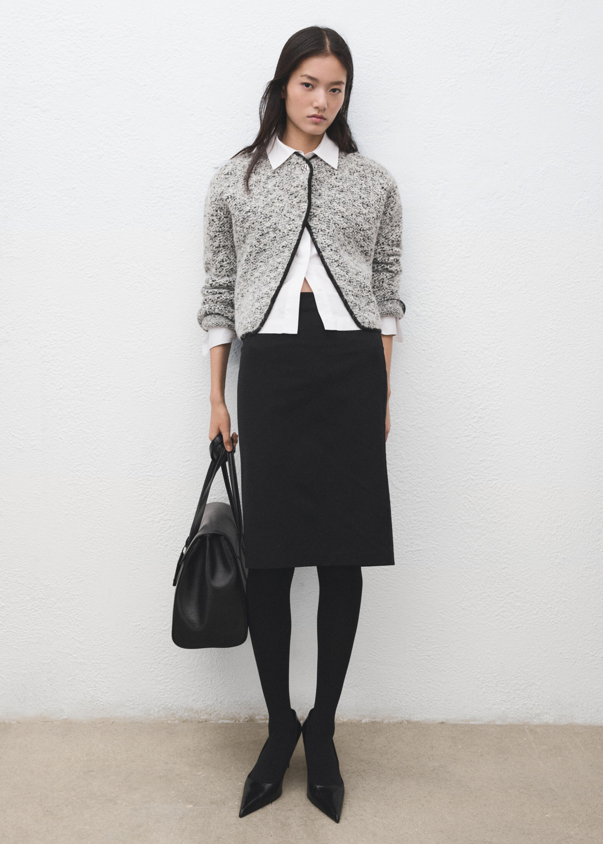 Veste maille jaspée - Plan général, Noir. Ref: 27081264-00.