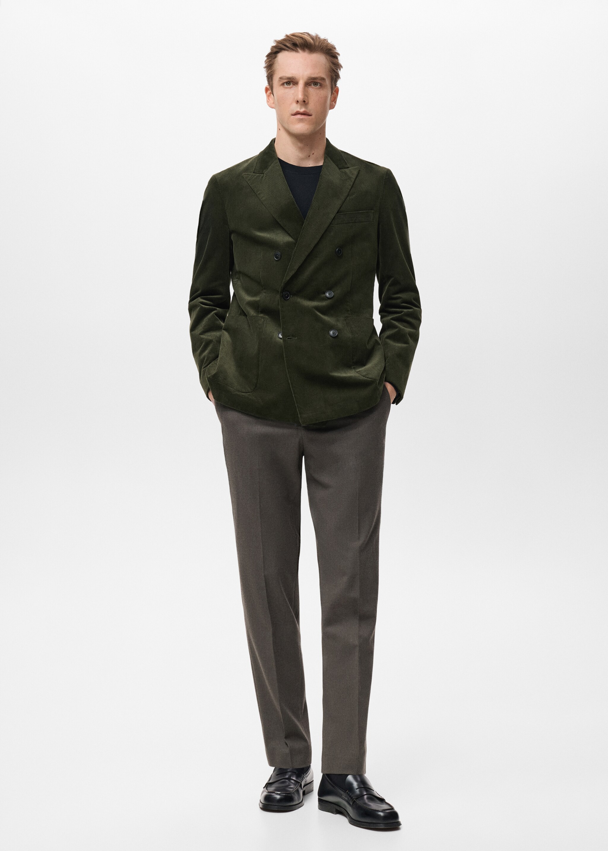 Americana pana encreuada slim fit - Pla general, Verd. Ref: 27081273-00.