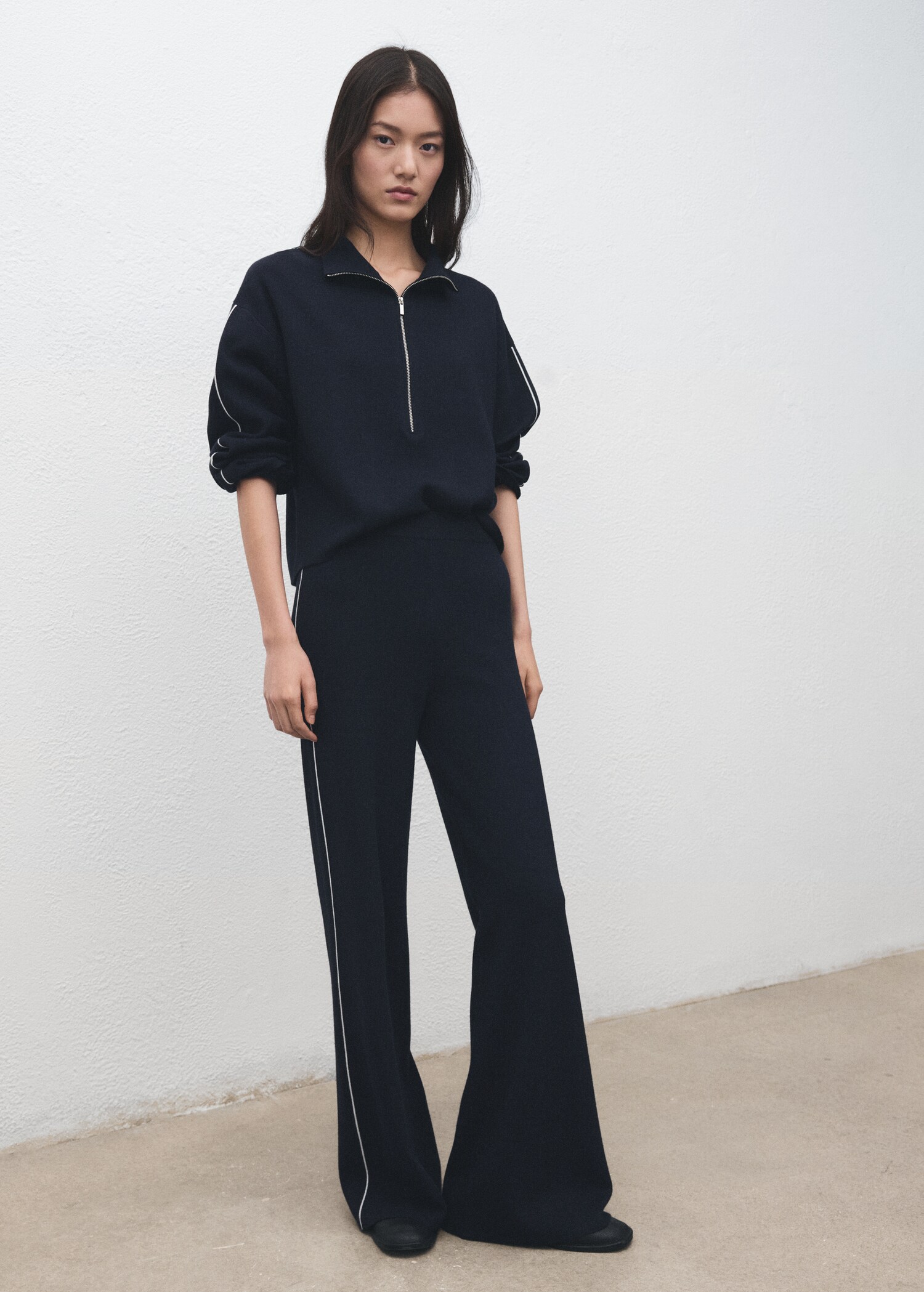 Contrast stripe straight trousers - General plane