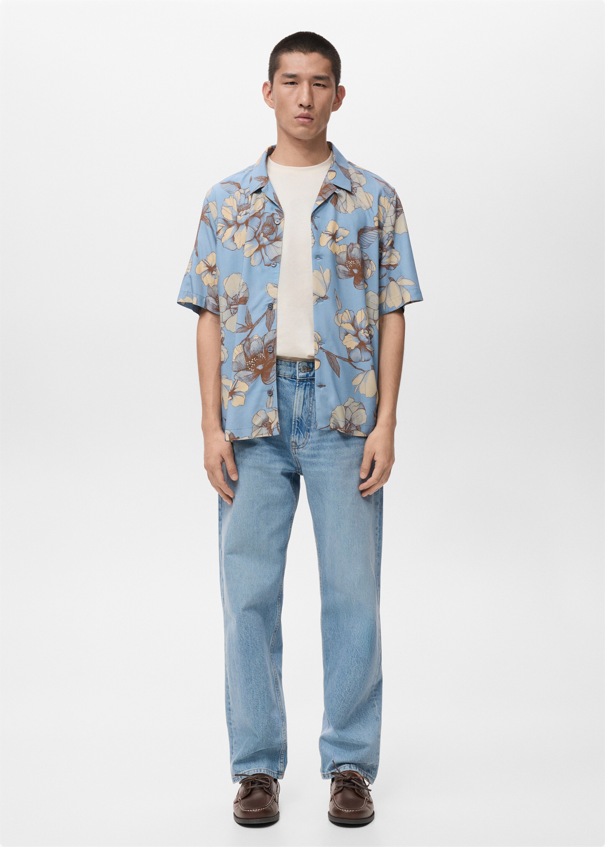 Short sleeve fluid shirt - General plane, Sky Blue. Ref: 27081277-00.